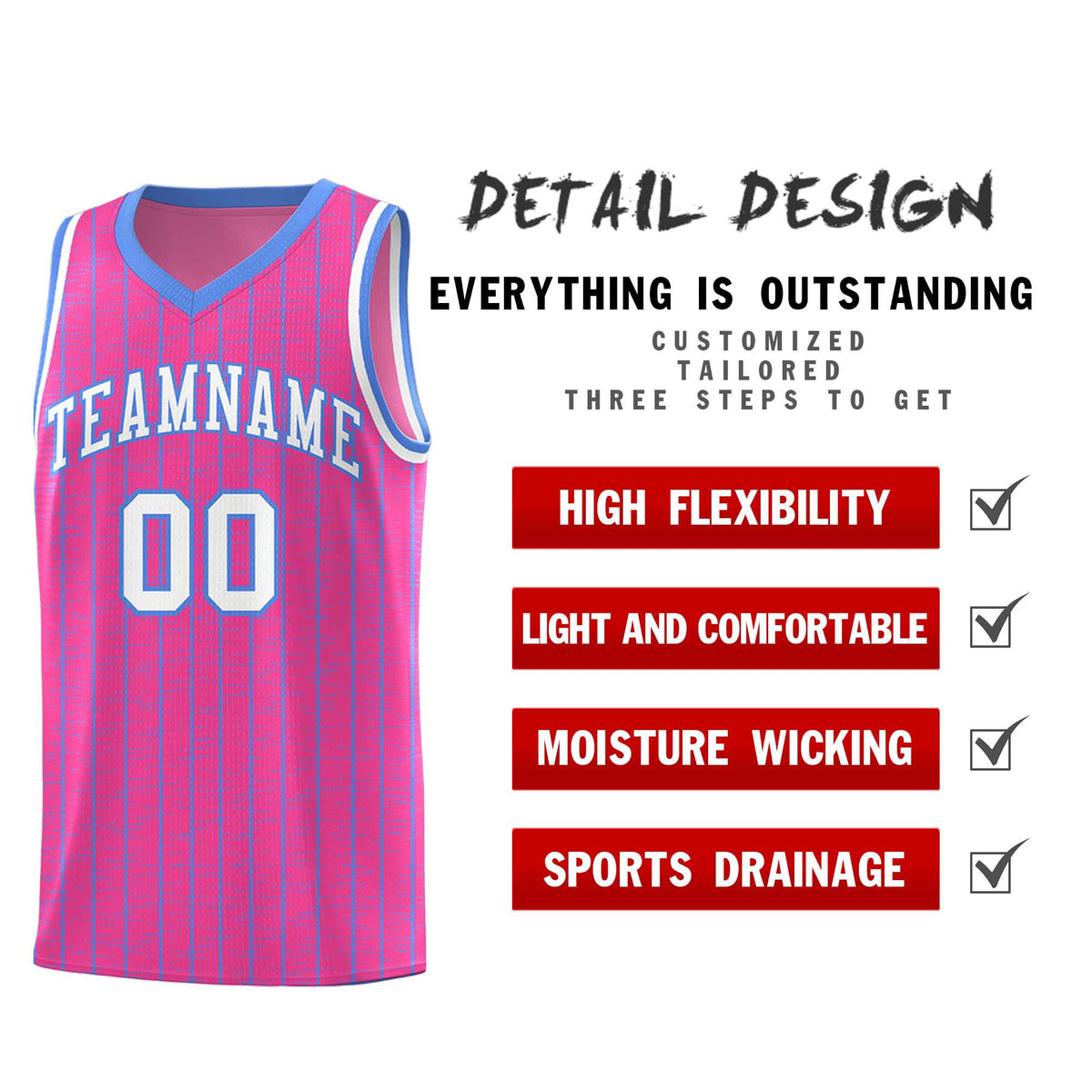 Custom Pink Custom Gray Pinstripe Retro Sets Uniform Basketball Jersey