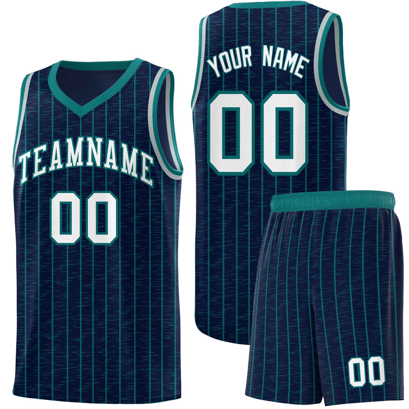 Custom Navy Custom Gray Pinstripe Retro Sets Uniform Basketball Jersey