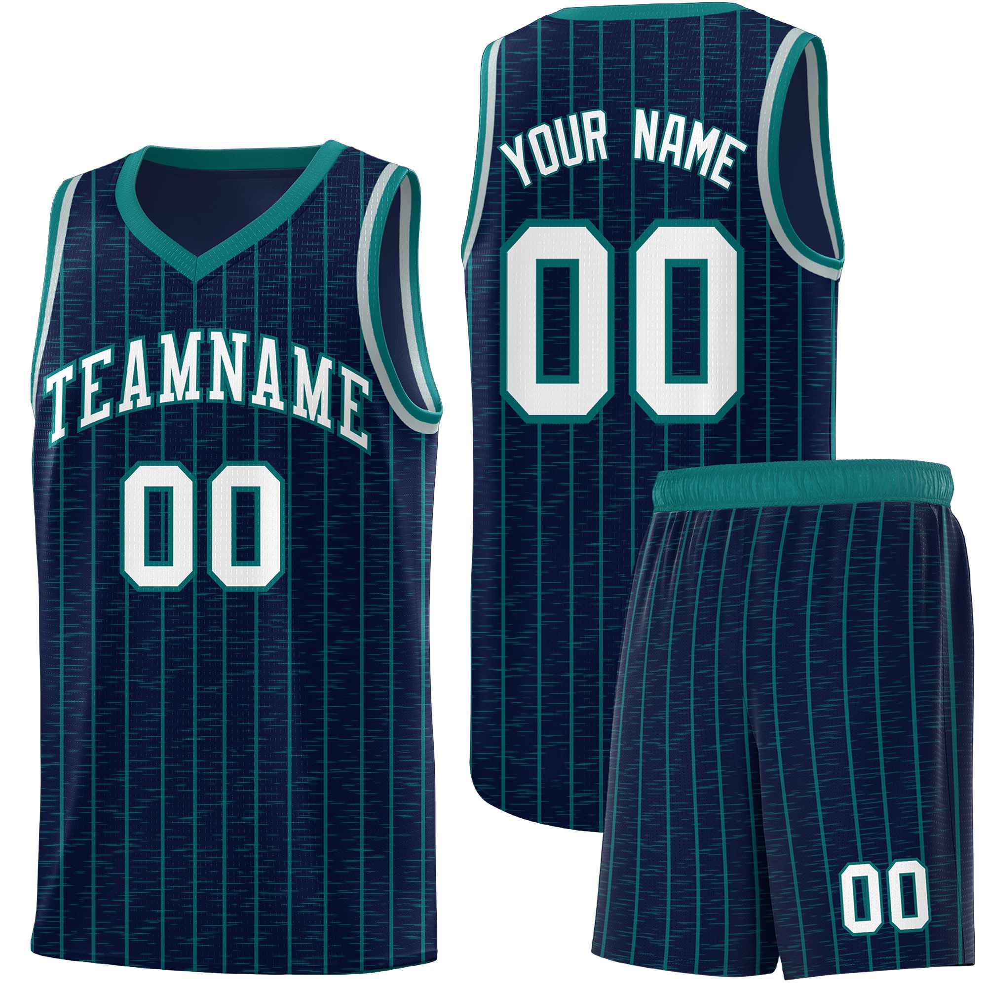 Custom Navy Custom Gray Pinstripe Retro Sets Uniform Basketball Jersey