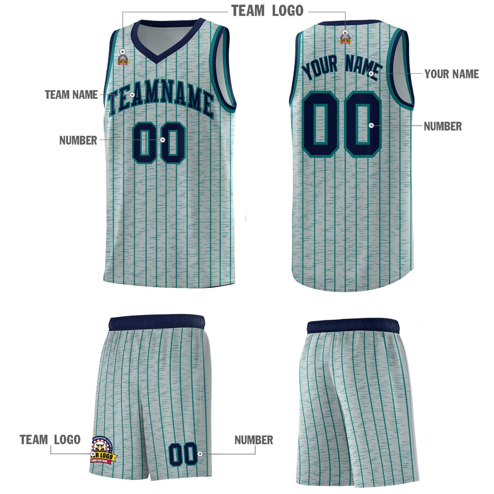 Custom Gray Custom Gray Pinstripe Retro Sets Uniform Basketball Jersey
