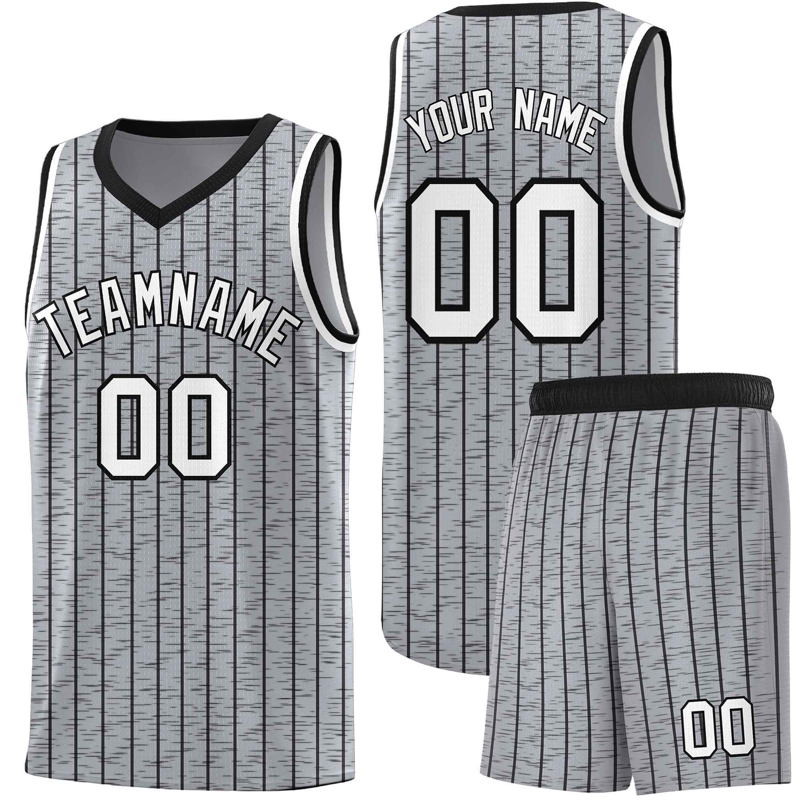Custom Gray Custom Gray Pinstripe Retro Sets Uniform Basketball Jersey