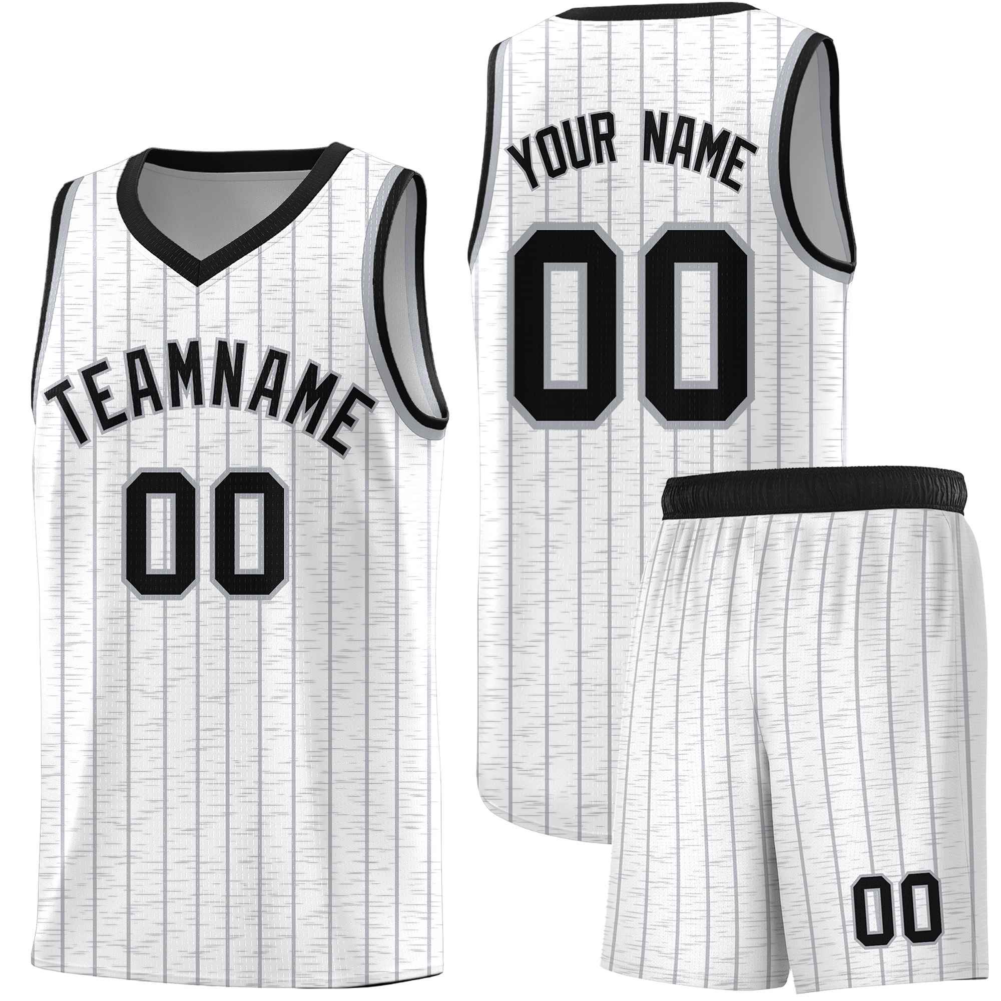 Custom White Custom Gray Pinstripe Retro Sets Uniform Basketball Jersey