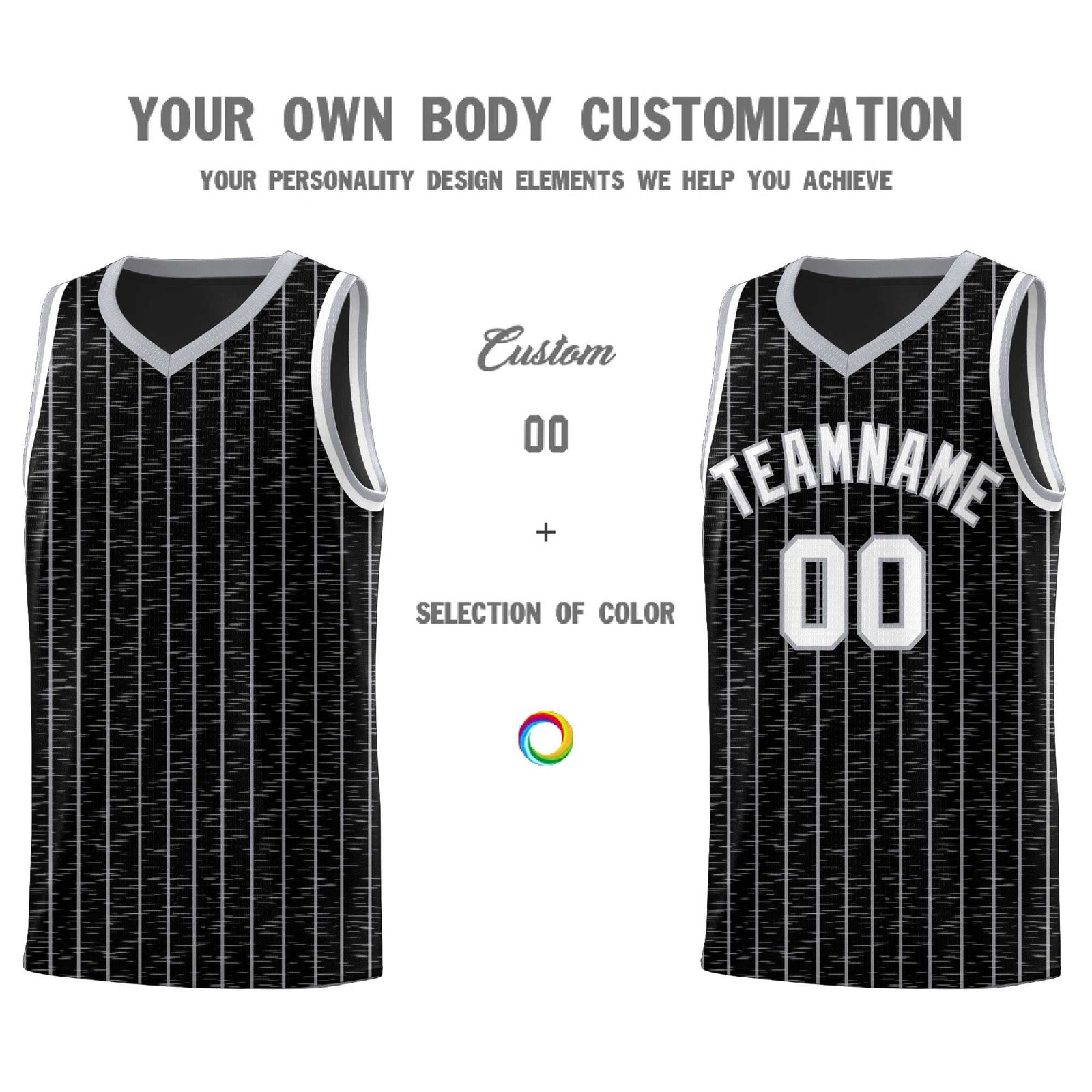 Custom Black Custom Gray Pinstripe Retro Sets Uniform Basketball Jersey