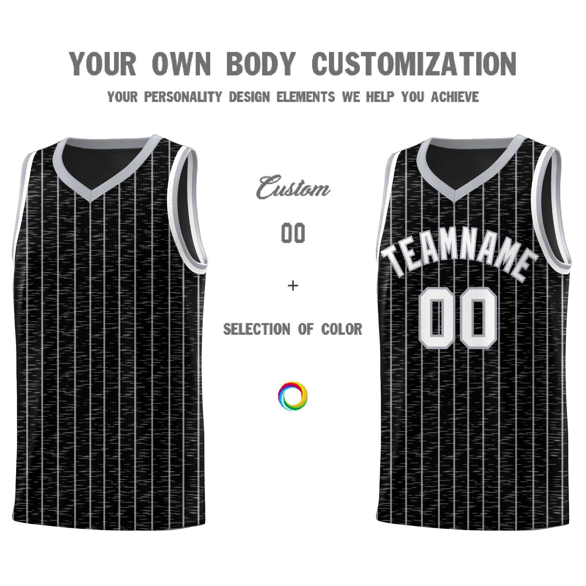 Custom Black Custom Gray Pinstripe Retro Sets Uniform Basketball Jersey