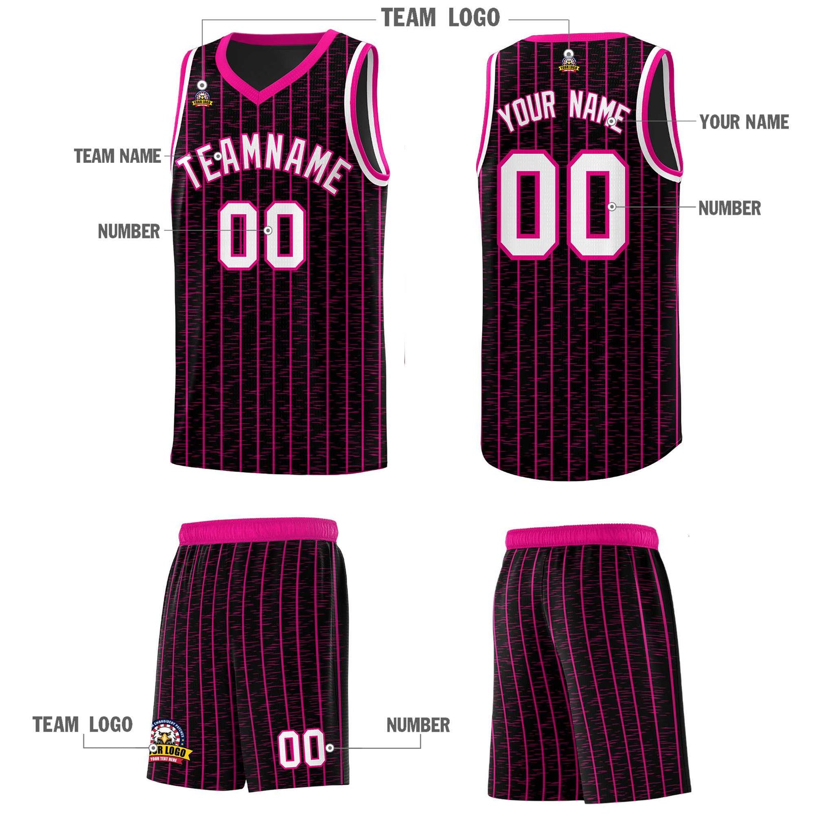 Custom Black Custom Gray Pinstripe Retro Sets Uniform Basketball Jersey