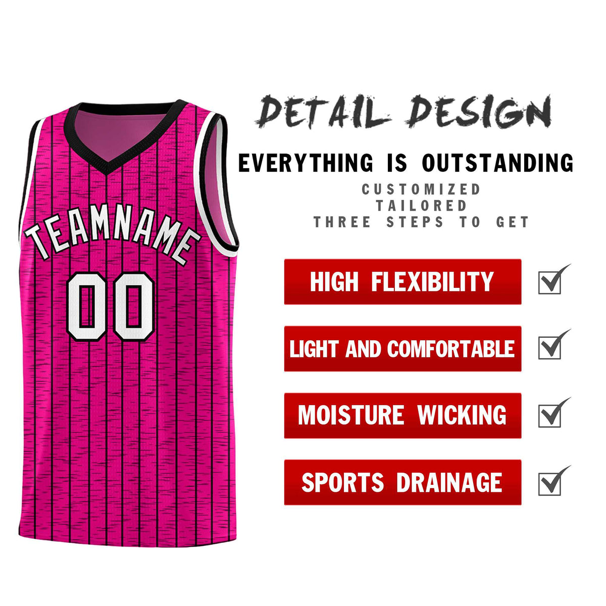 Custom Pink Custom Gray Pinstripe Retro Sets Uniform Basketball Jersey