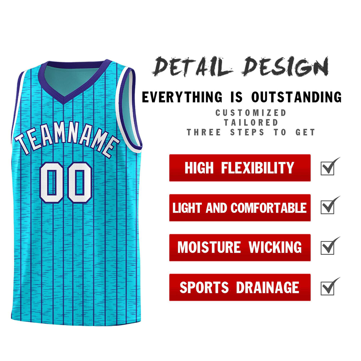 Custom Sky Blue Custom Gray Pinstripe Retro Sets Uniform Basketball Jersey