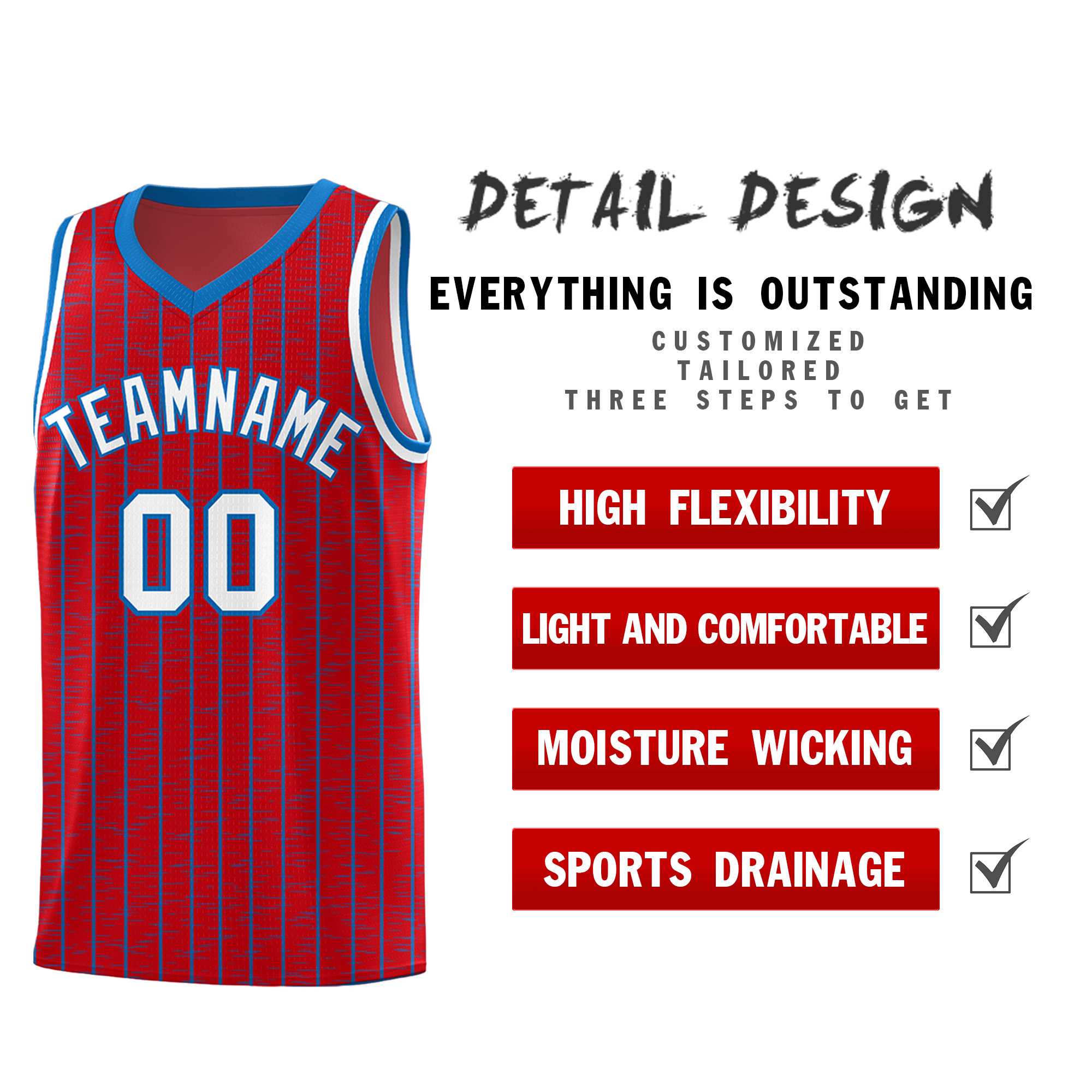 Custom Red Custom Gray Pinstripe Retro Sets Uniform Basketball Jersey