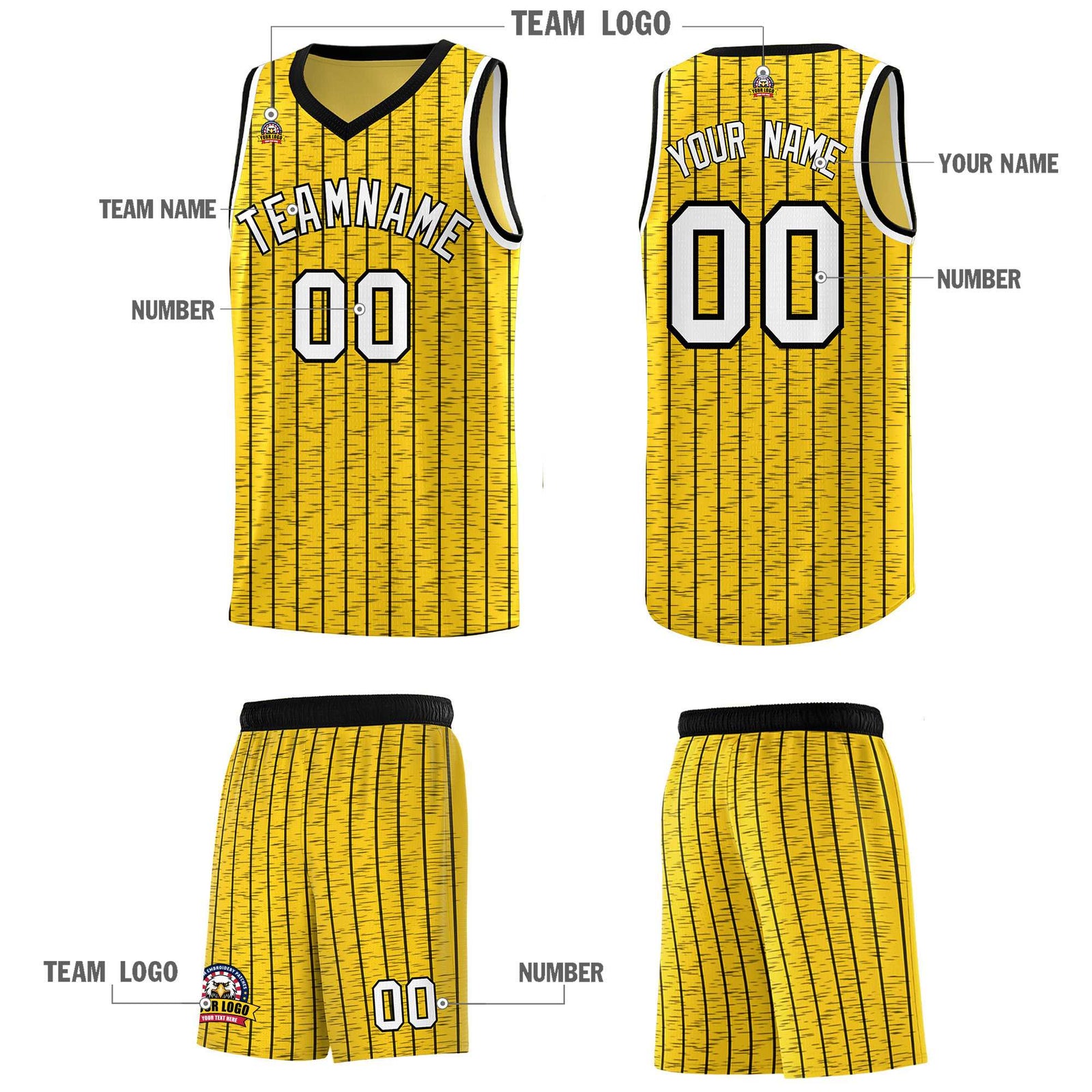 Custom Gold Custom Gray Pinstripe Retro Sets Uniform Basketball Jersey