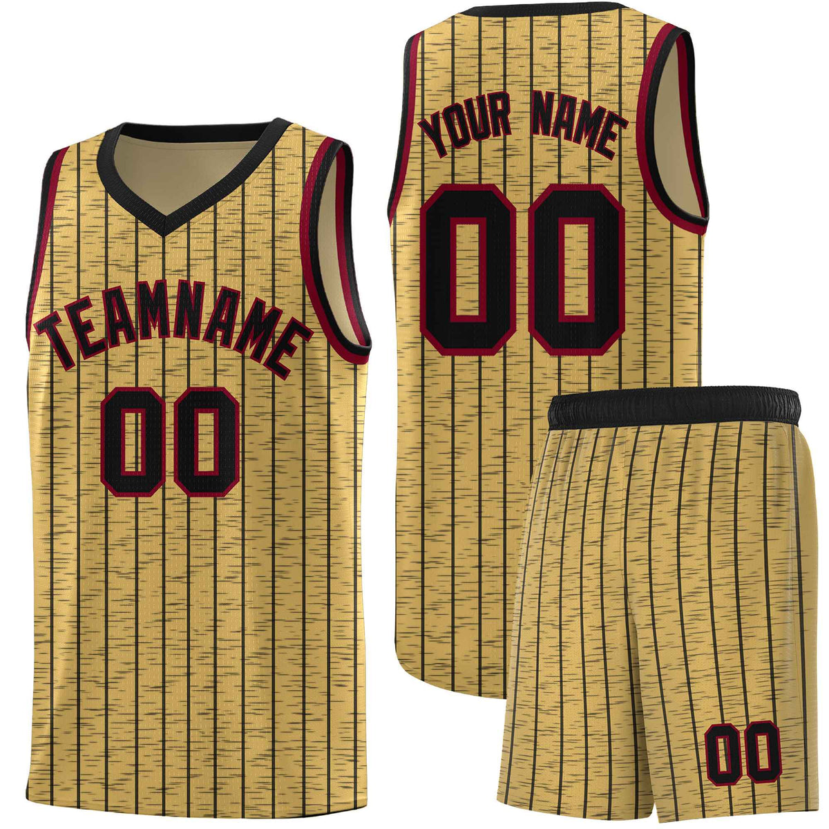 Custom Old Gold Custom Gray Pinstripe Retro Sets Uniform Basketball Jersey