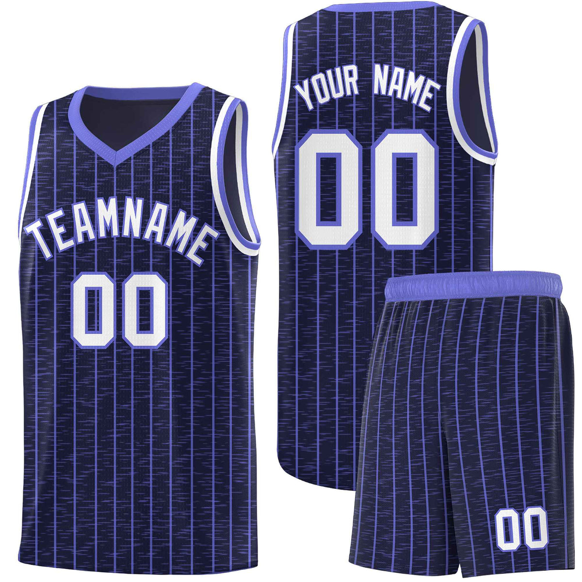 Custom Navy Custom Gray Pinstripe Retro Sets Uniform Basketball Jersey