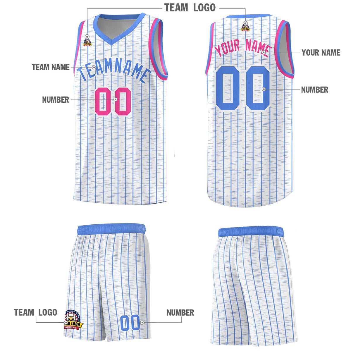 Custom White Custom Gray Pinstripe Retro Sets Uniform Basketball Jersey