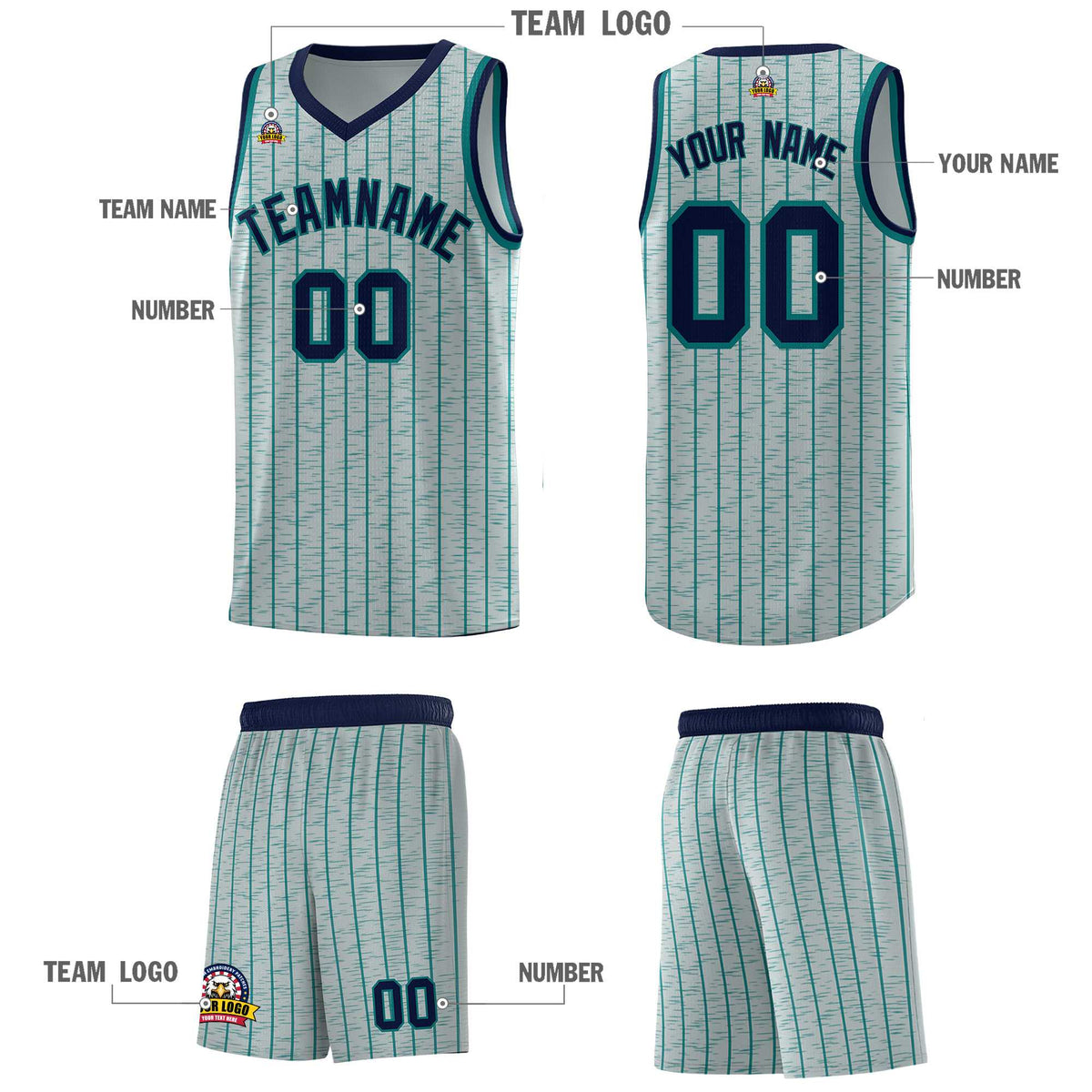 Custom Gray Custom Gray Pinstripe Retro Sets Uniform Basketball Jersey