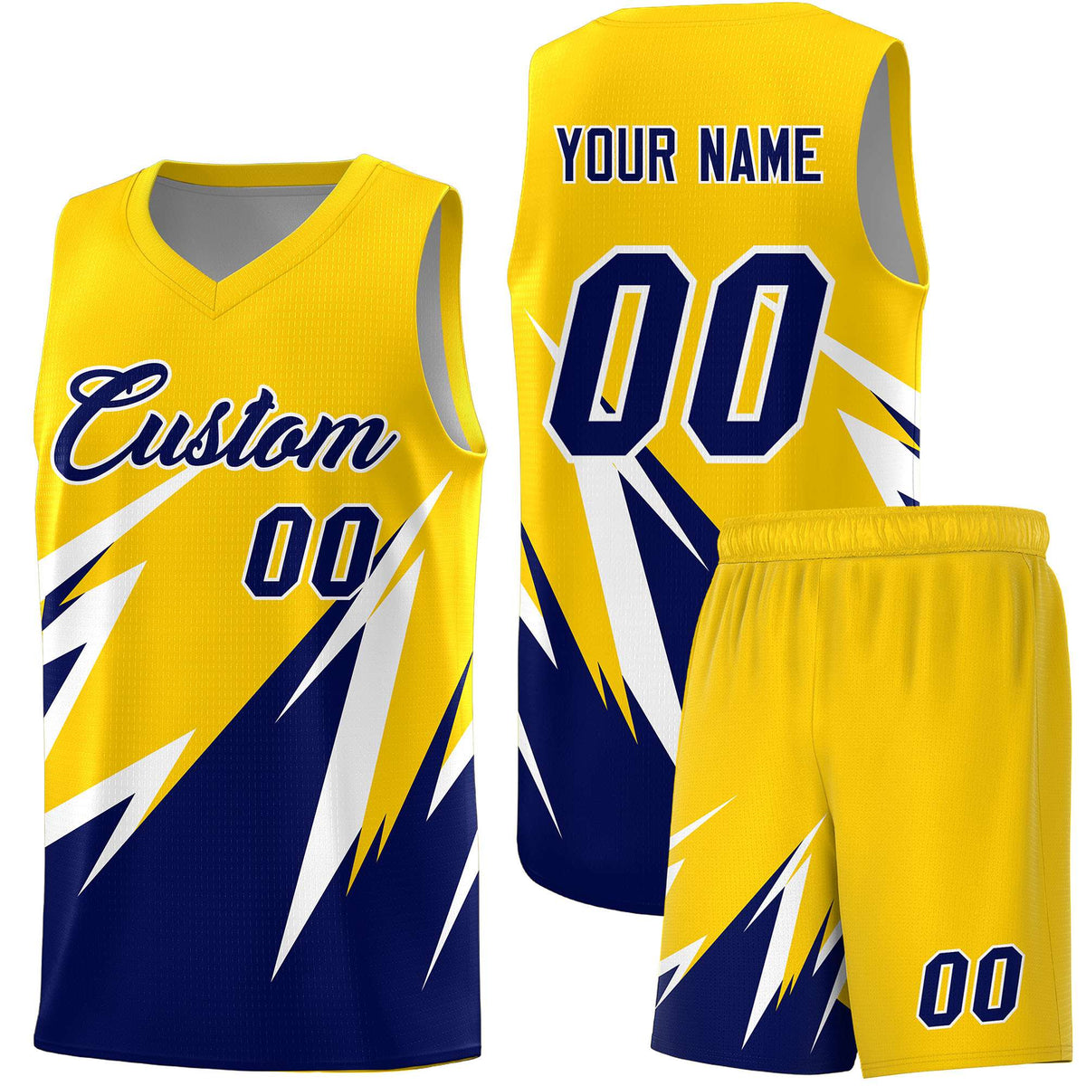 Custom Gold Abstract Mountain Pattern Sports Uniform Basketball Jersey