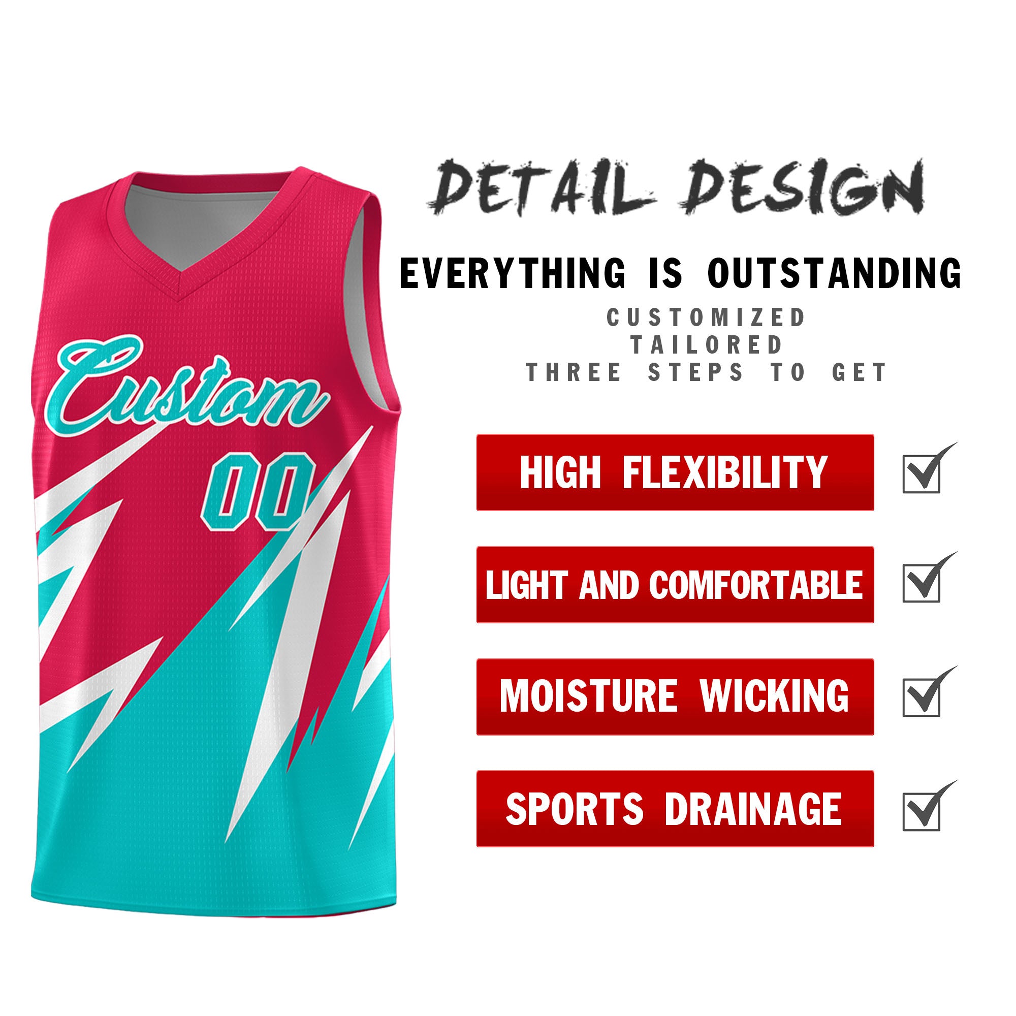Custom Red Abstract Mountain Pattern Sports Uniform Basketball Jersey