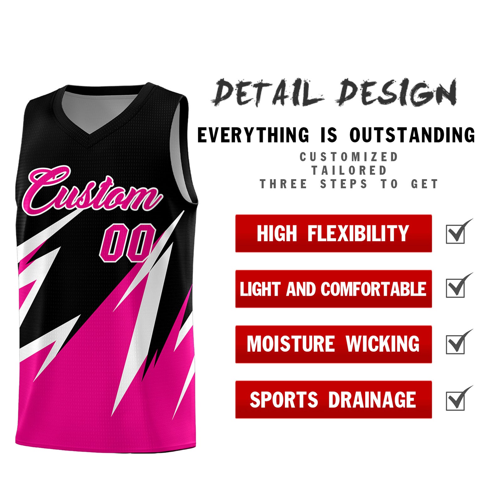 Custom Black Abstract Mountain Pattern Sports Uniform Basketball Jersey
