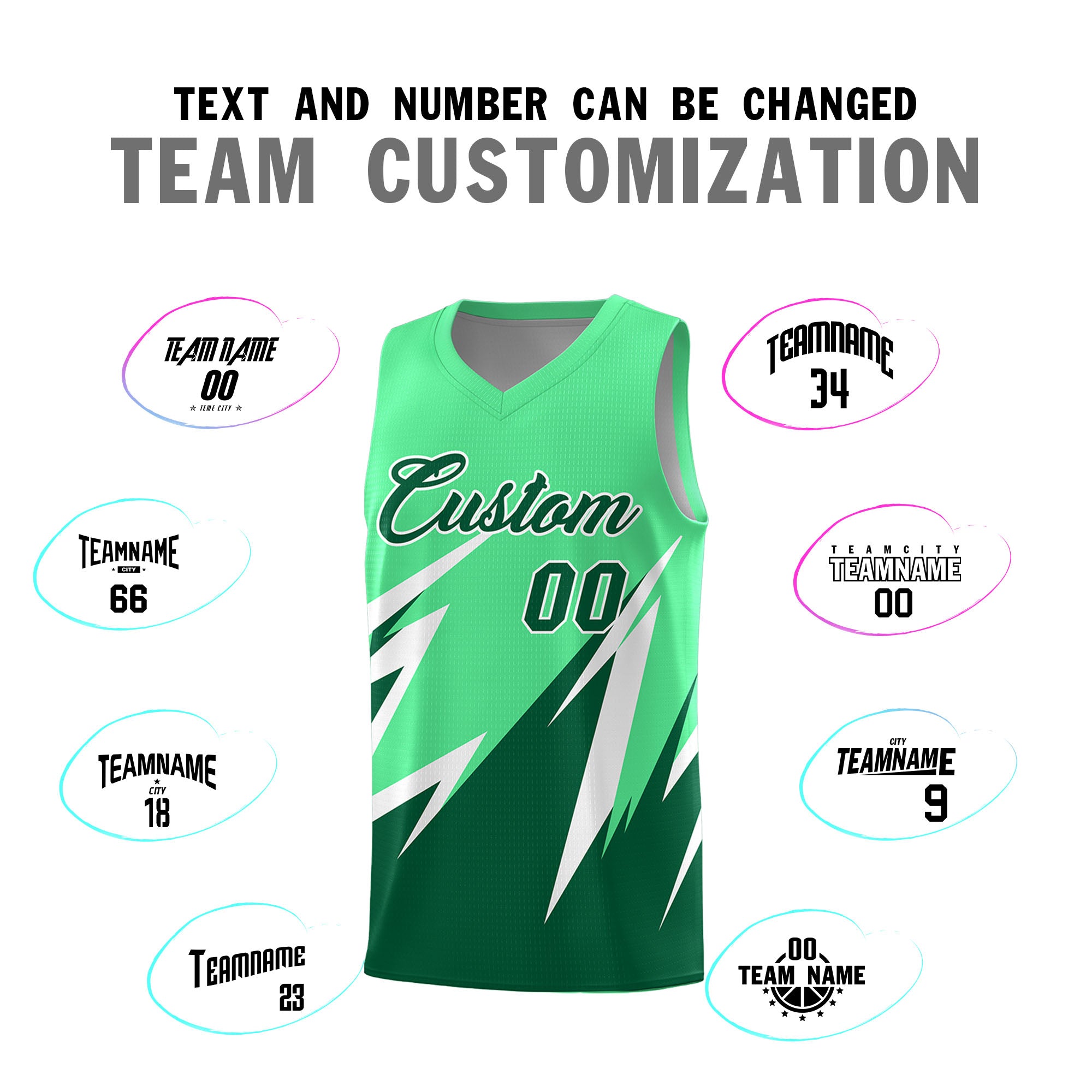 Custom Green Abstract Mountain Pattern Sports Uniform Basketball Jersey