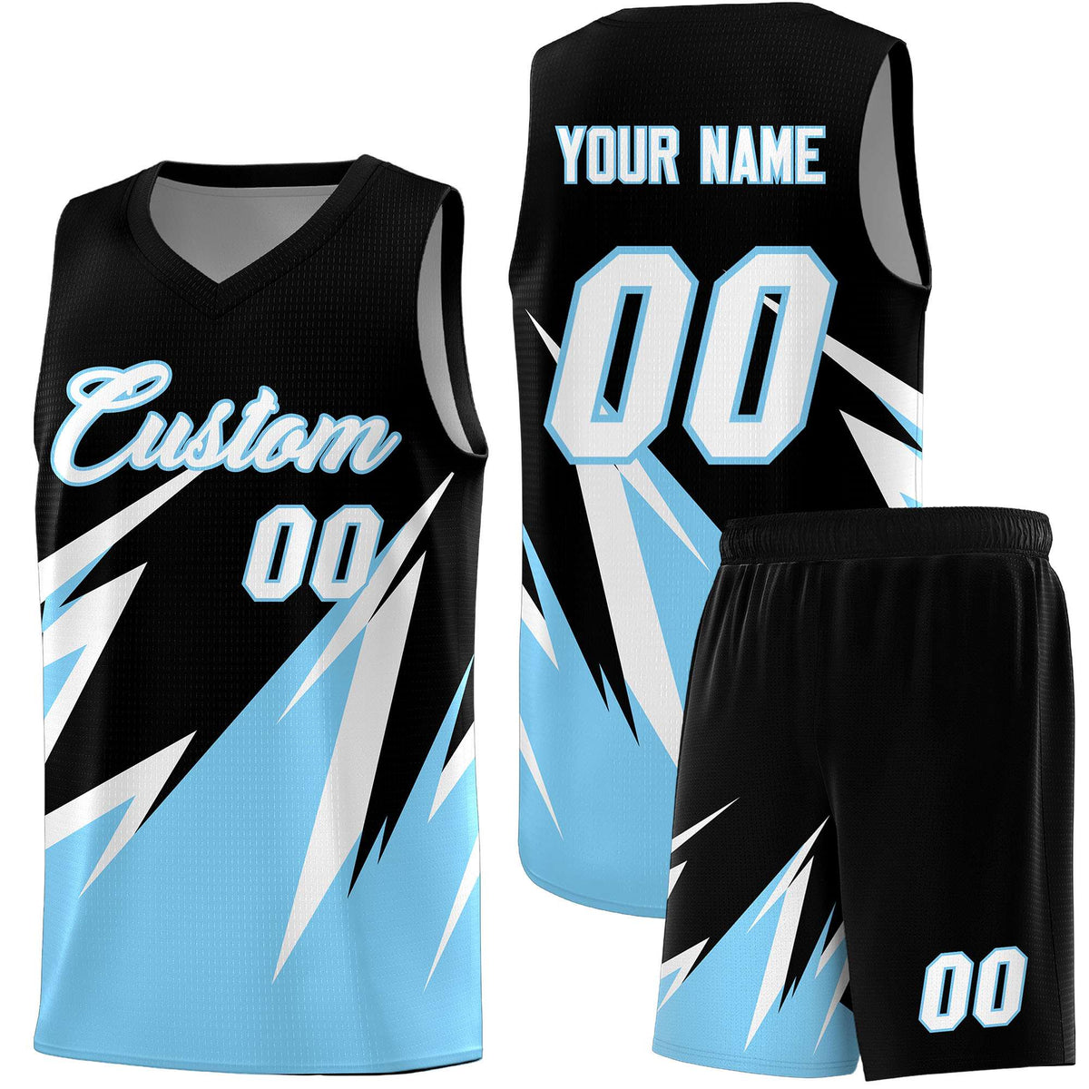 Custom Black Abstract Mountain Pattern Sports Uniform Basketball Jersey