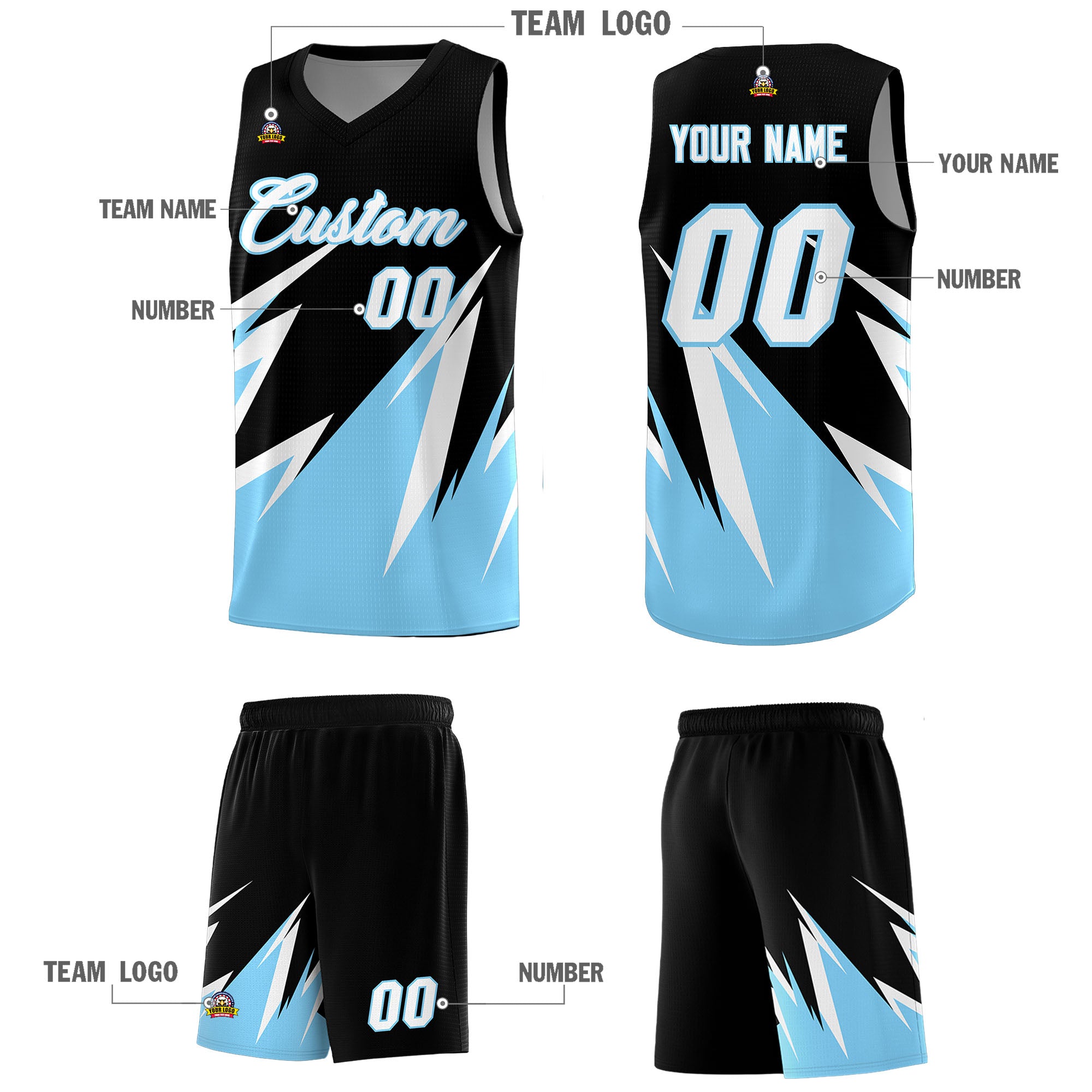 Custom Black Abstract Mountain Pattern Sports Uniform Basketball Jersey