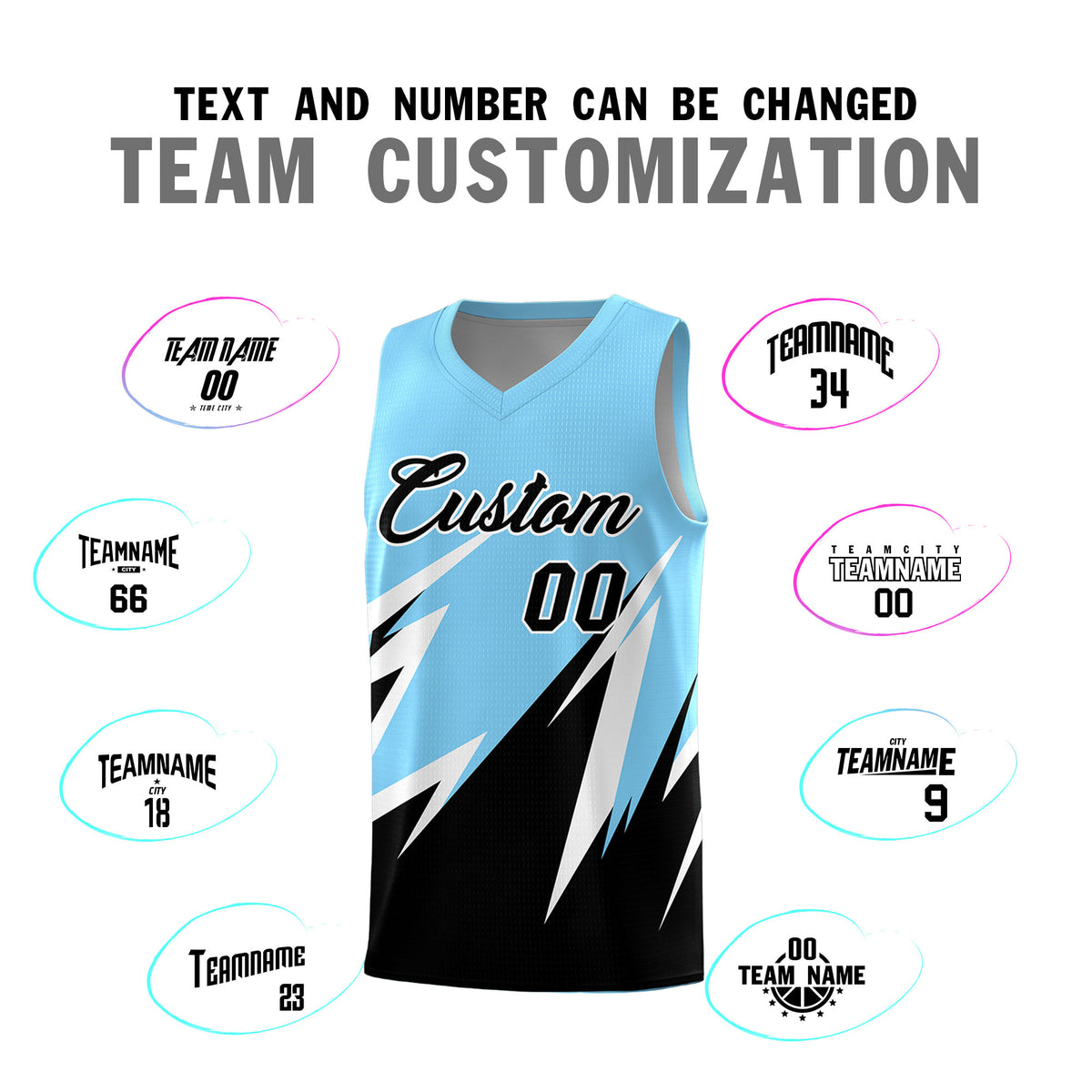Custom Light Blue Abstract Mountain Pattern Sports Uniform Basketball Jersey
