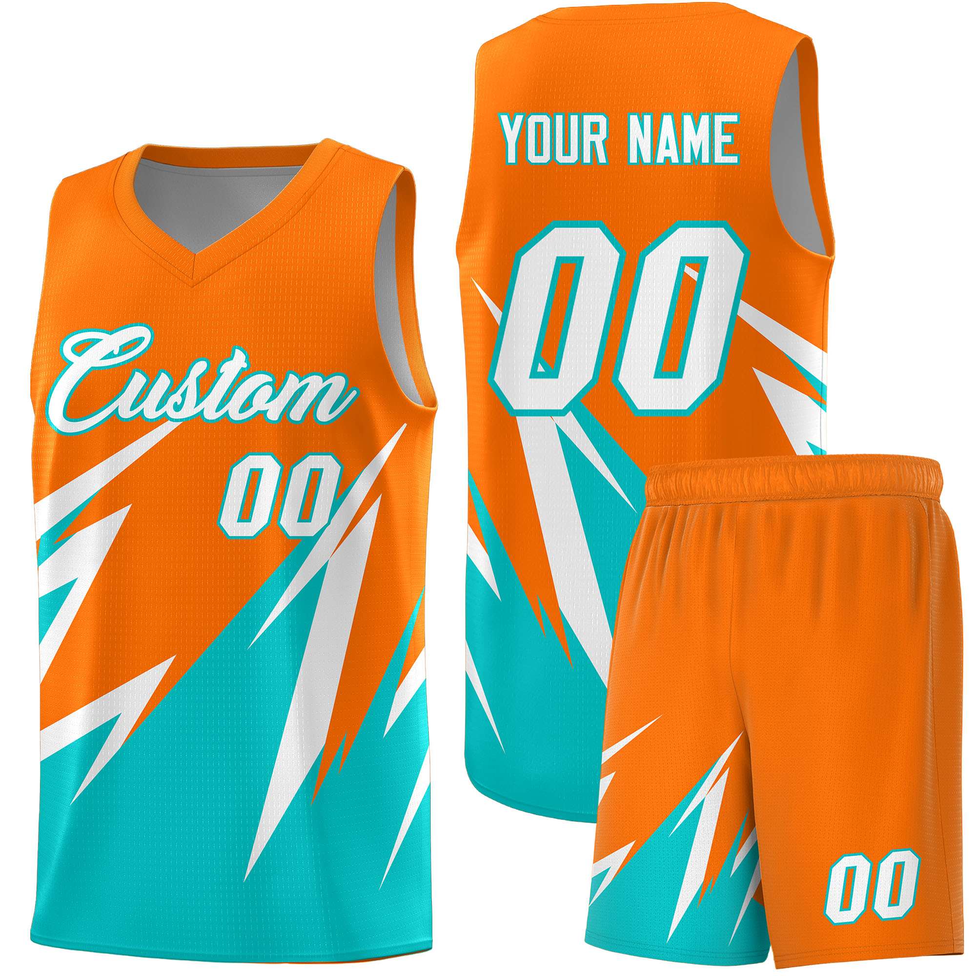 Custom Orange Abstract Mountain Pattern Sports Uniform Basketball Jersey