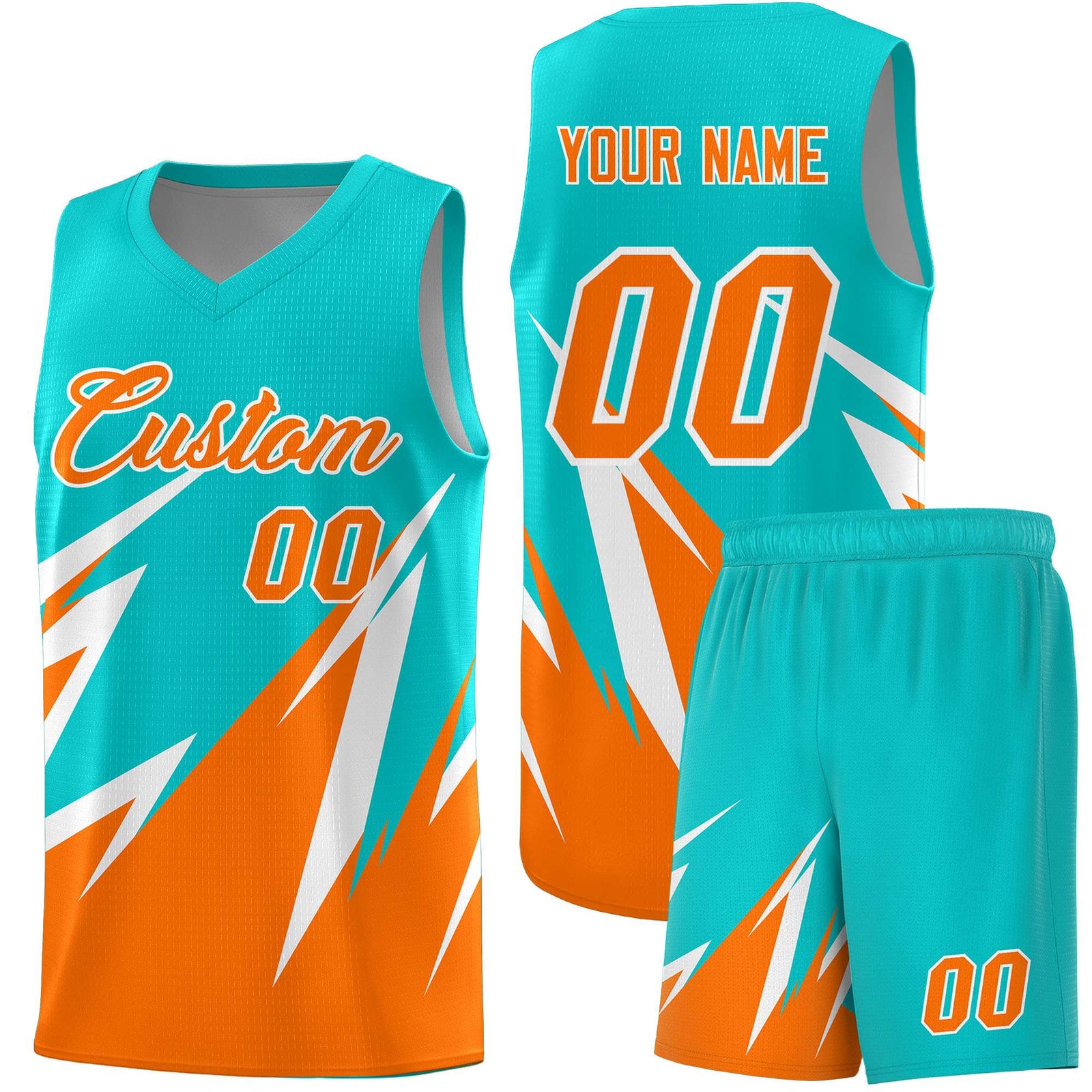 Custom Aqua Abstract Mountain Pattern Sports Uniform Basketball Jersey