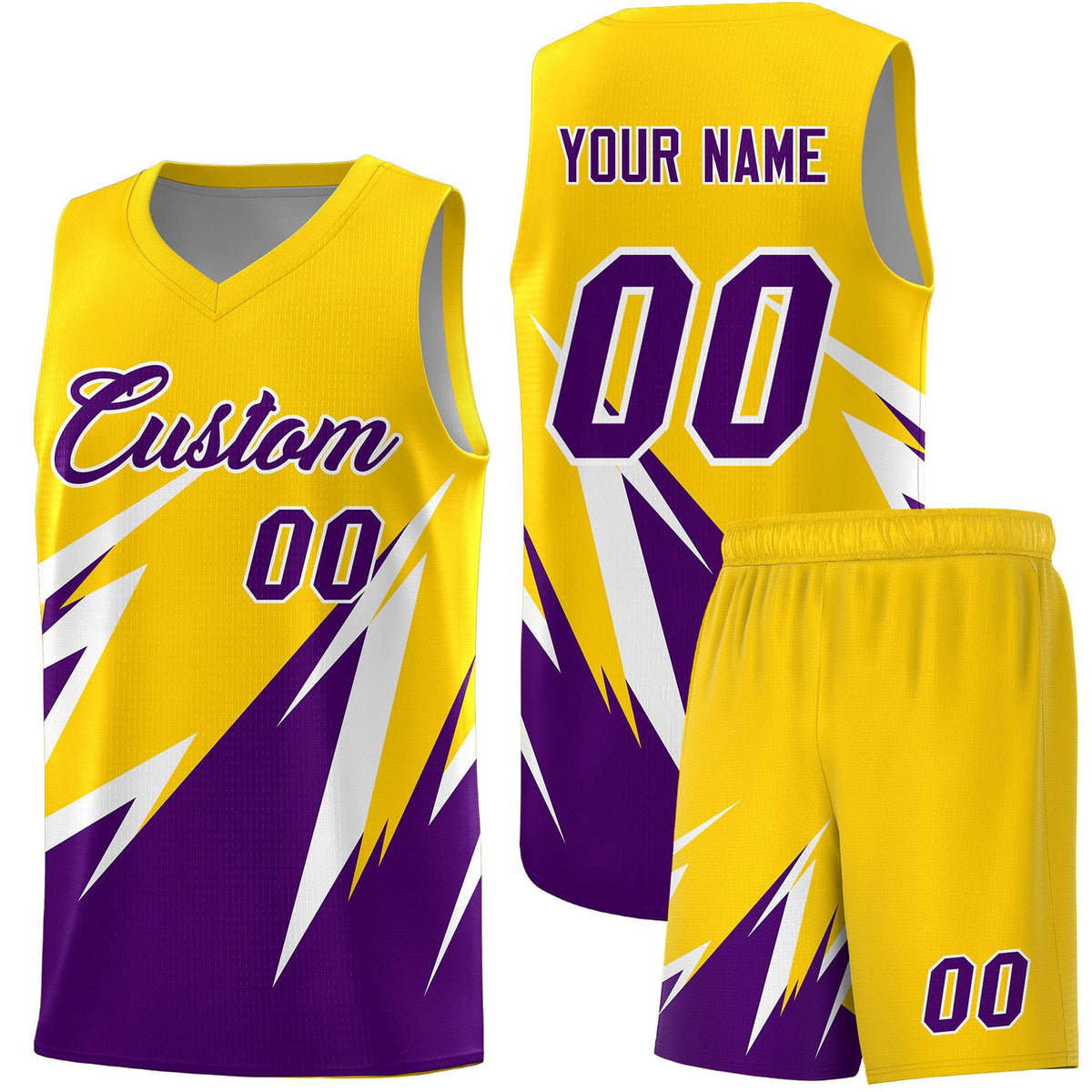 Custom Gold Abstract Mountain Pattern Sports Uniform Basketball Jersey