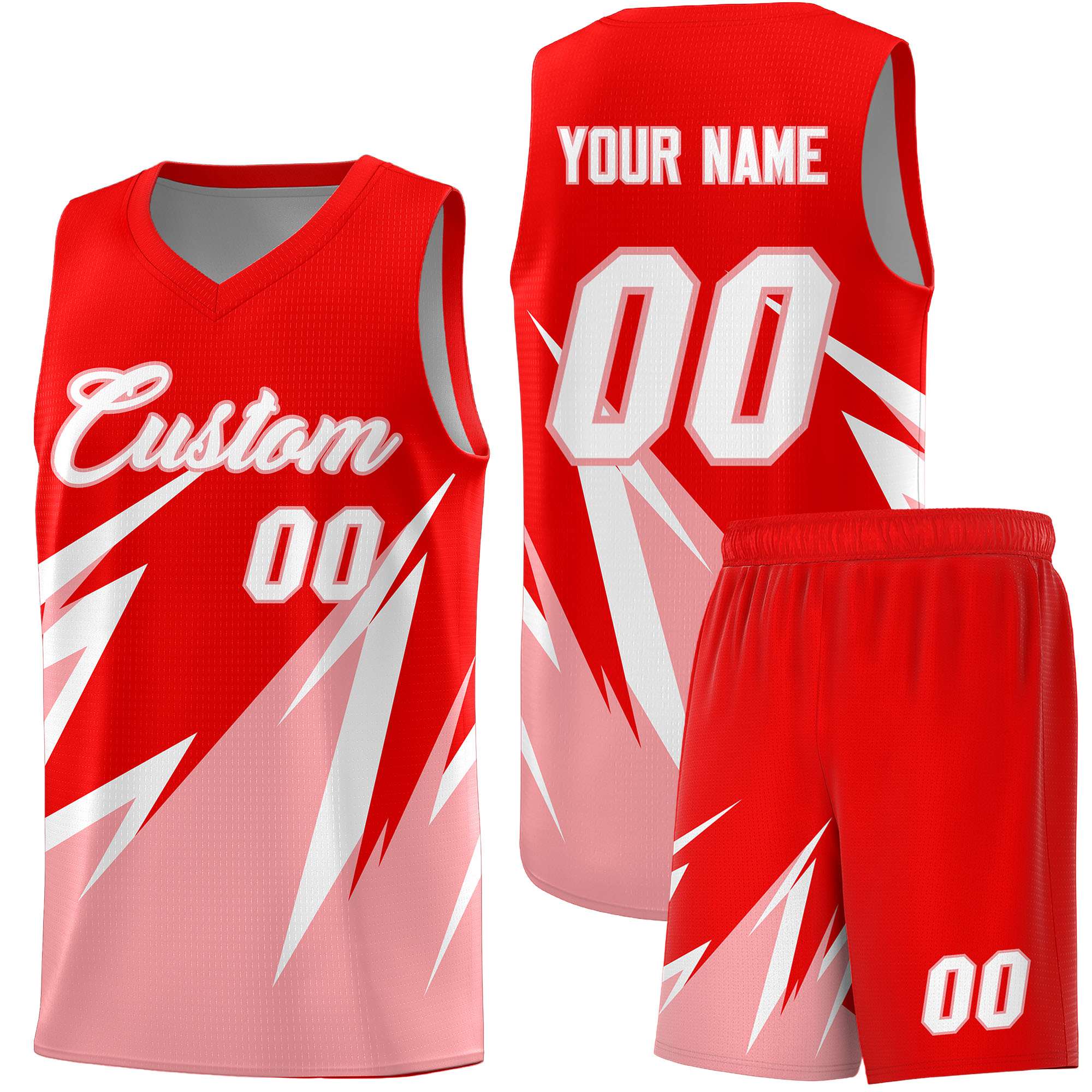 Custom Light Red Abstract Mountain Pattern Sports Uniform Basketball Jersey