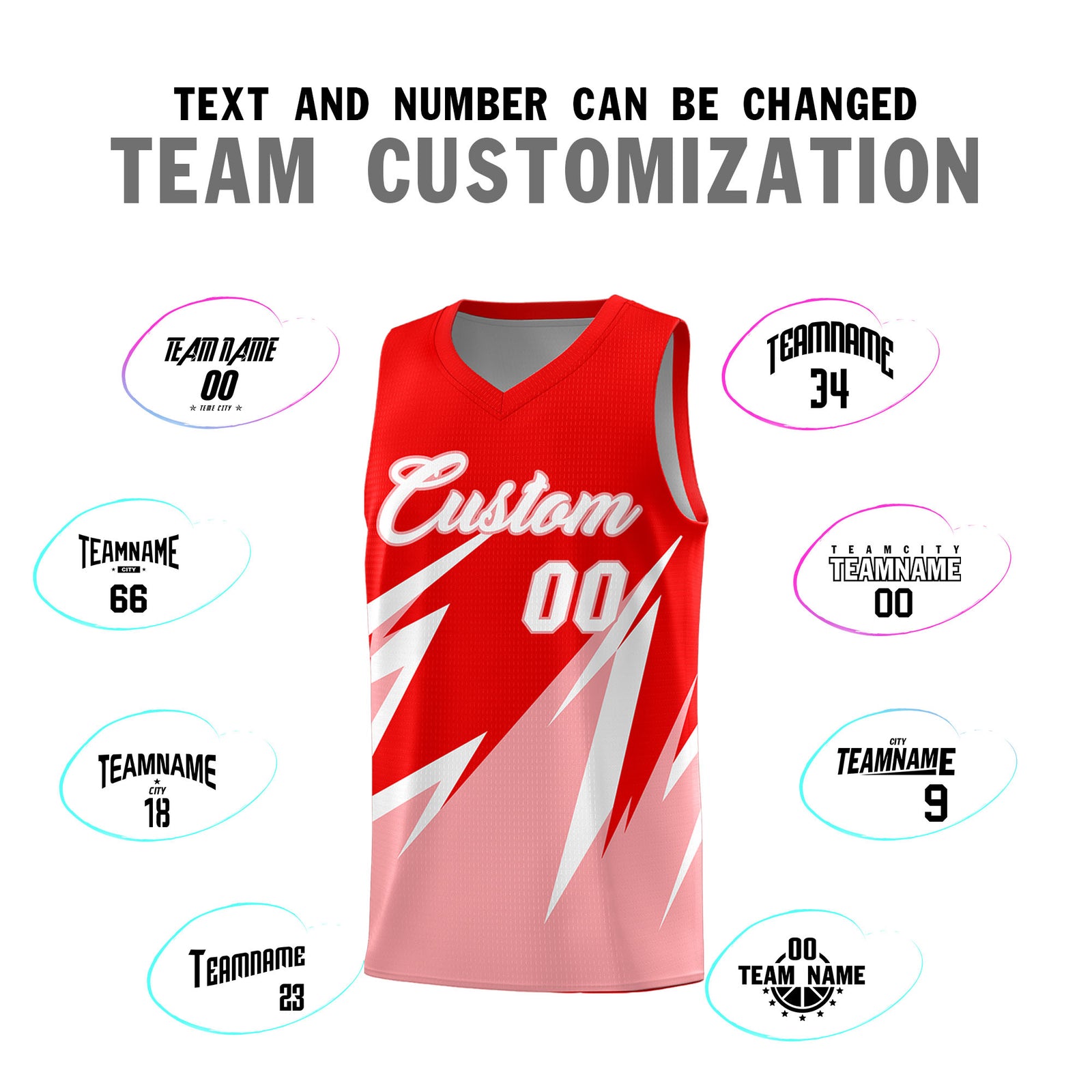Custom Light Red Abstract Mountain Pattern Sports Uniform Basketball Jersey
