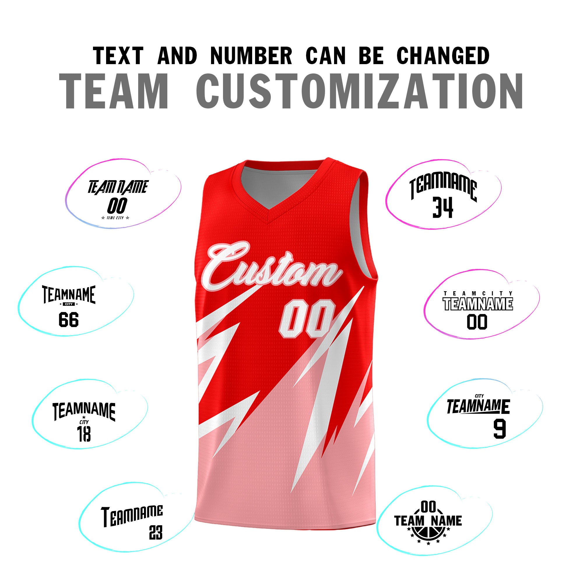 Custom Light Red Abstract Mountain Pattern Sports Uniform Basketball Jersey