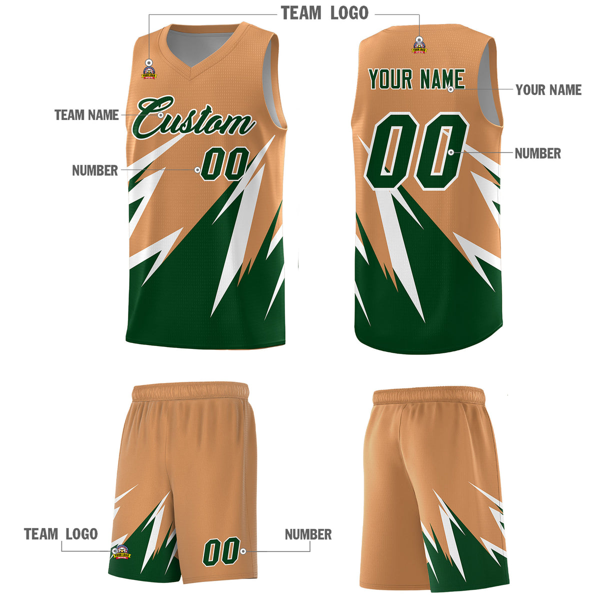 Custom Buckskin Brown Abstract Mountain Pattern Sports Uniform Basketball Jersey