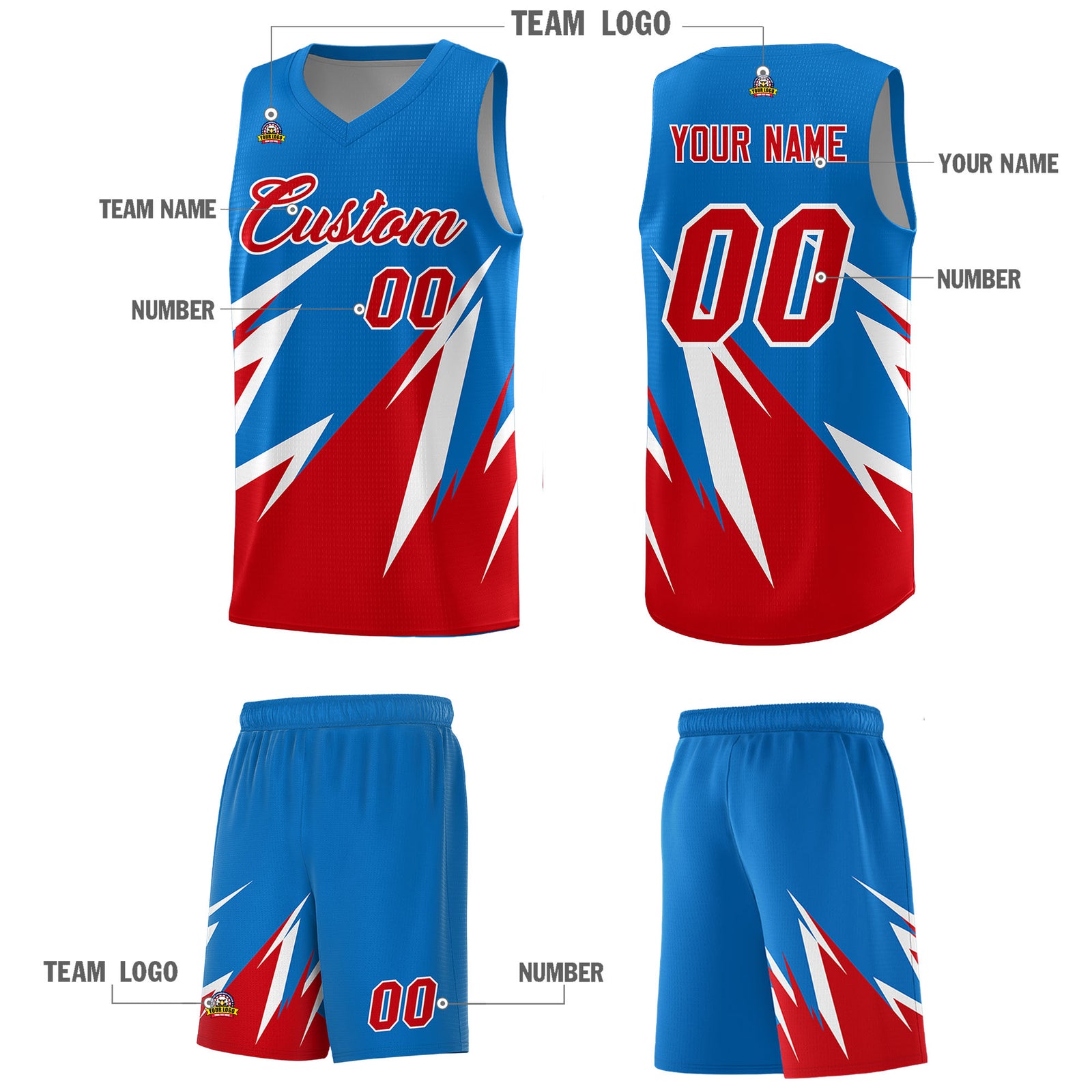 Custom Royal Abstract Mountain Pattern Sports Uniform Basketball Jersey