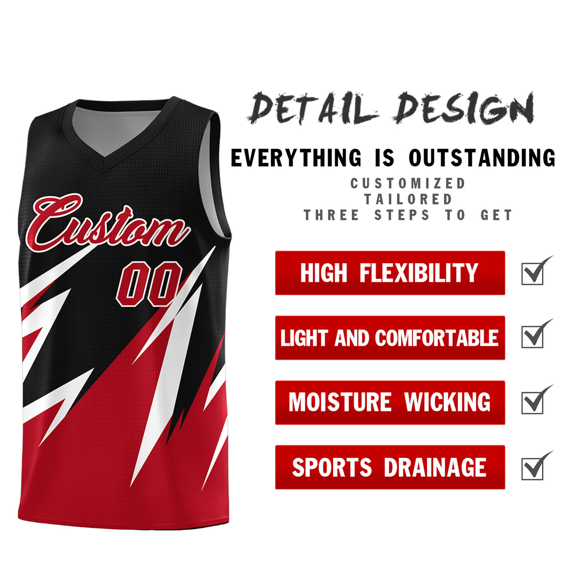 Custom Black Abstract Mountain Pattern Sports Uniform Basketball Jersey