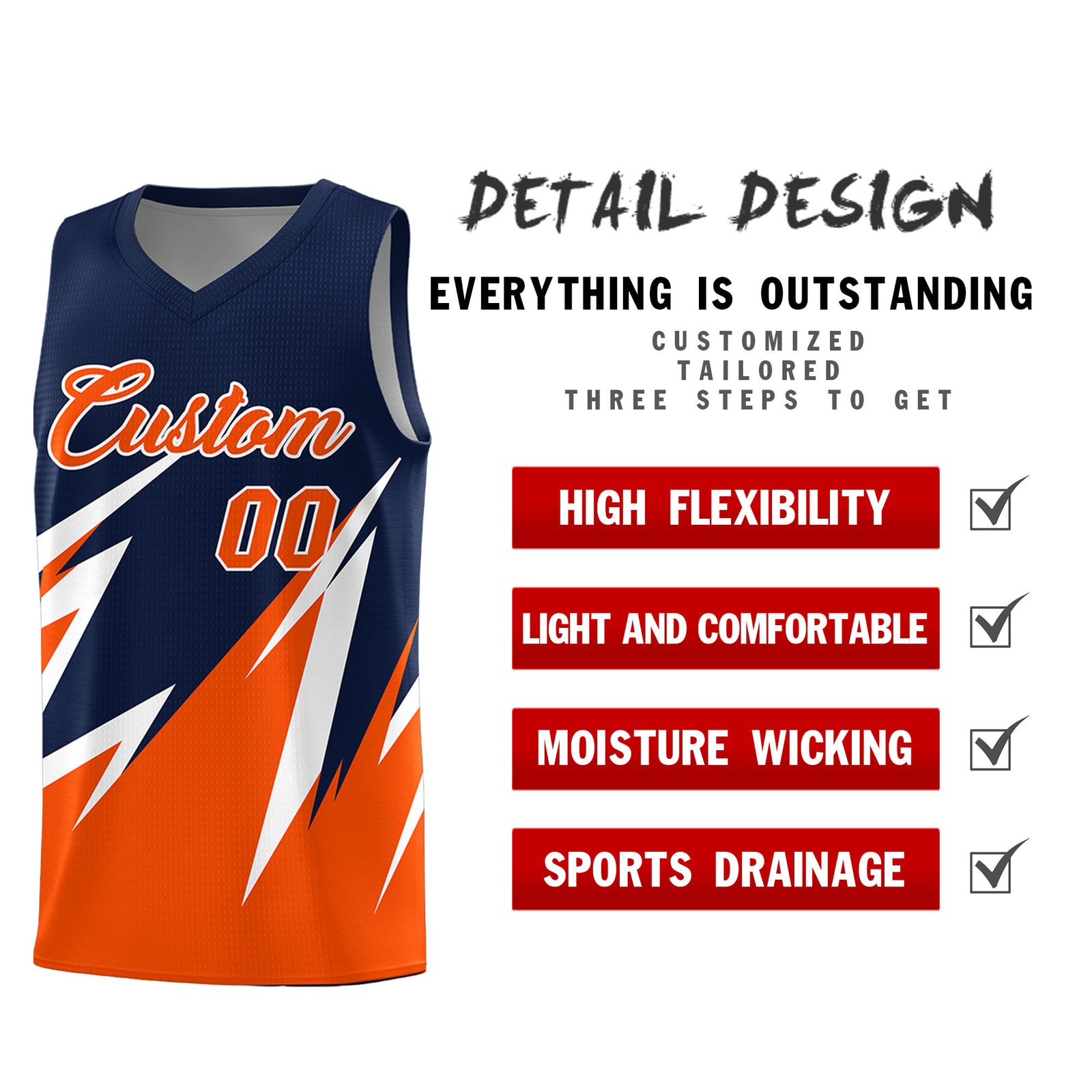 Custom Navy Abstract Mountain Pattern Sports Uniform Basketball Jersey
