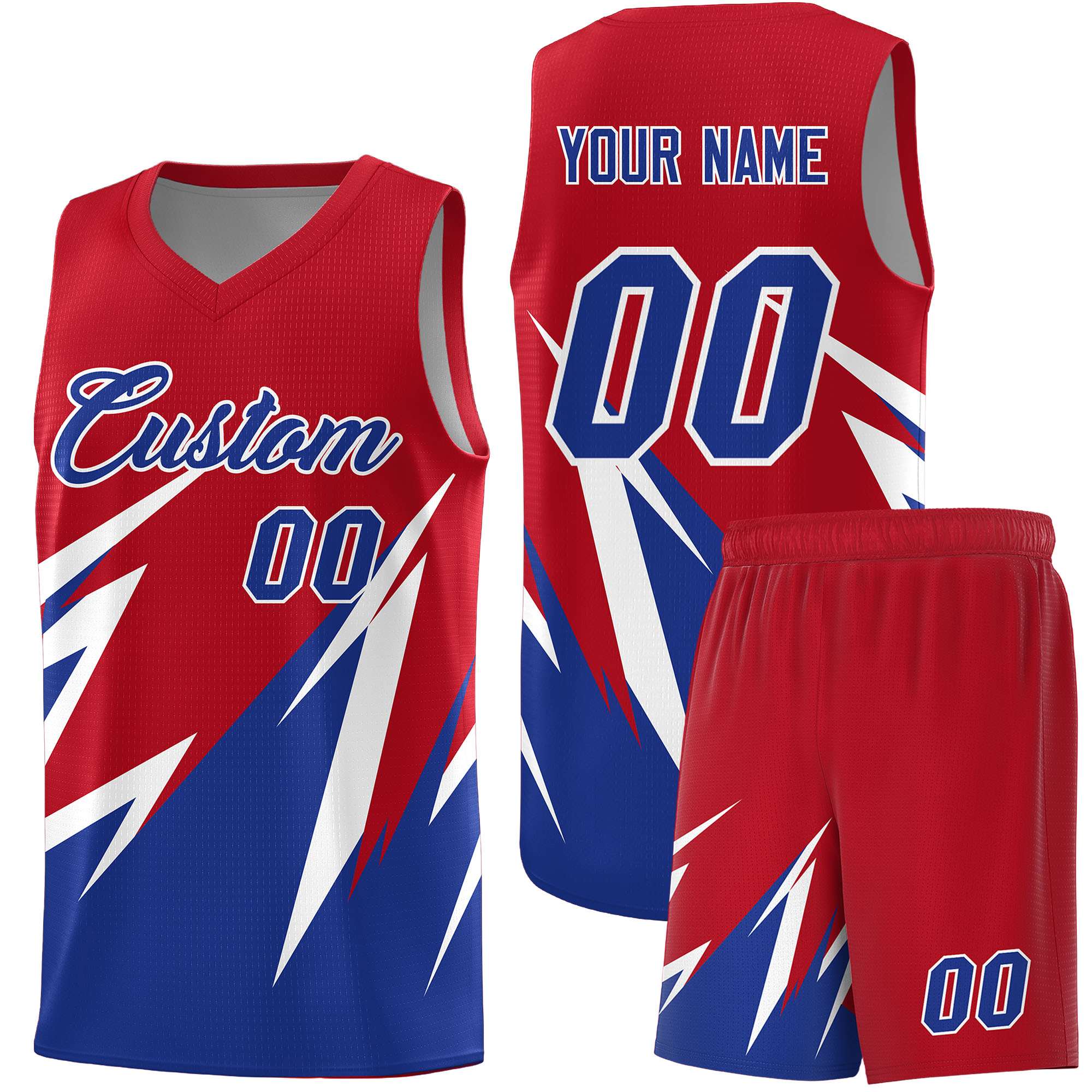 Custom Red Abstract Mountain Pattern Sports Uniform Basketball Jersey