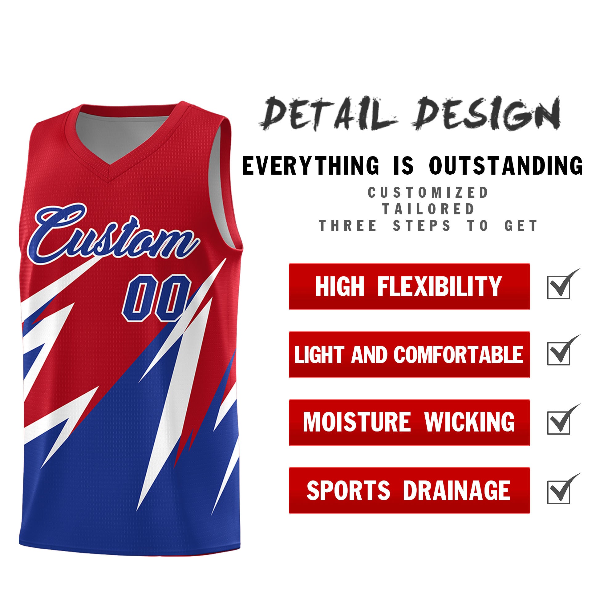 Custom Red Abstract Mountain Pattern Sports Uniform Basketball Jersey