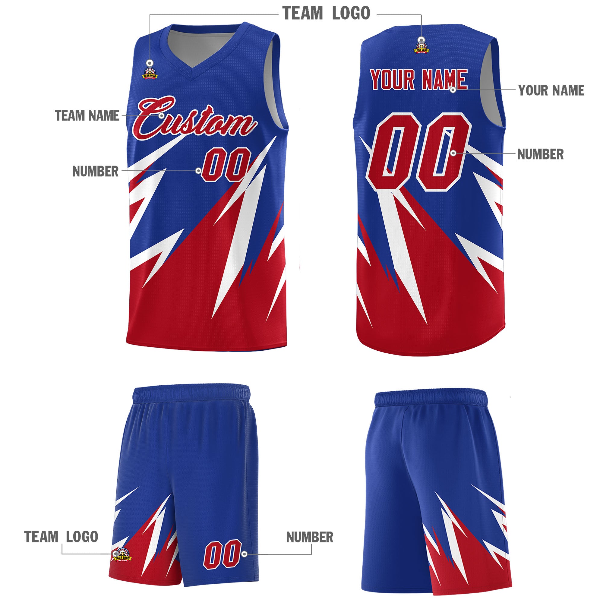 Custom Royal Abstract Mountain Pattern Sports Uniform Basketball Jersey
