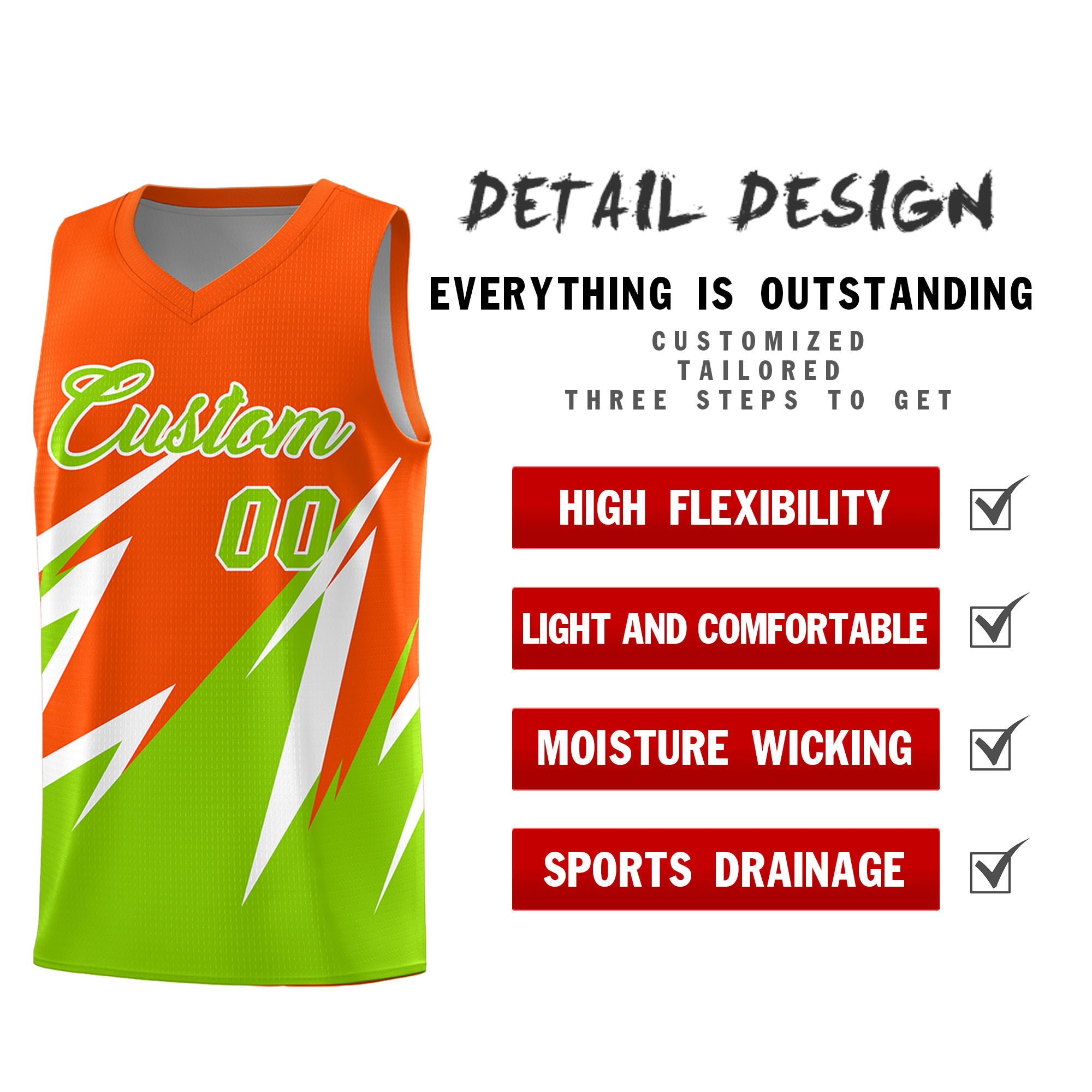 Custom Orange Abstract Mountain Pattern Sports Uniform Basketball Jersey