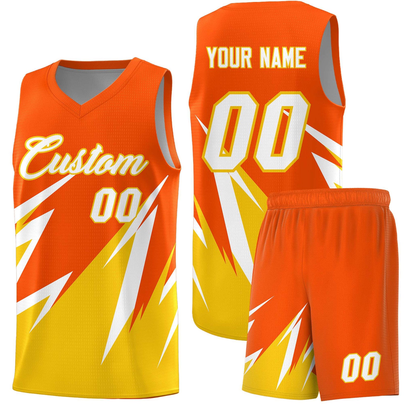 Custom Orange Abstract Mountain Pattern Sports Uniform Basketball Jersey