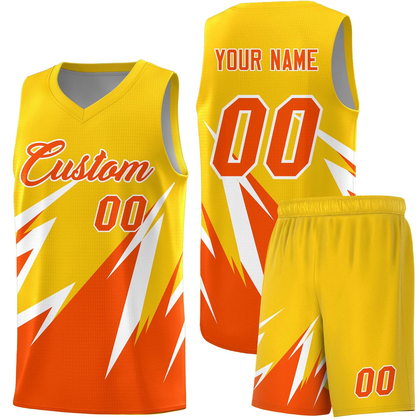 Custom Gold Abstract Mountain Pattern Sports Uniform Basketball Jersey