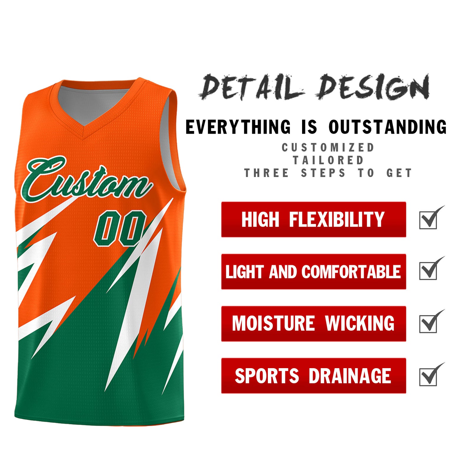 Custom Orange Abstract Mountain Pattern Sports Uniform Basketball Jersey