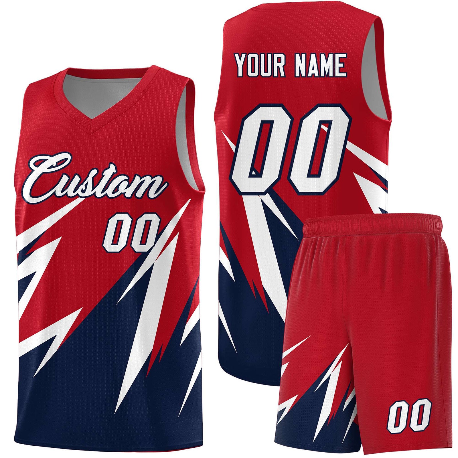 Custom Red Abstract Mountain Pattern Sports Uniform Basketball Jersey
