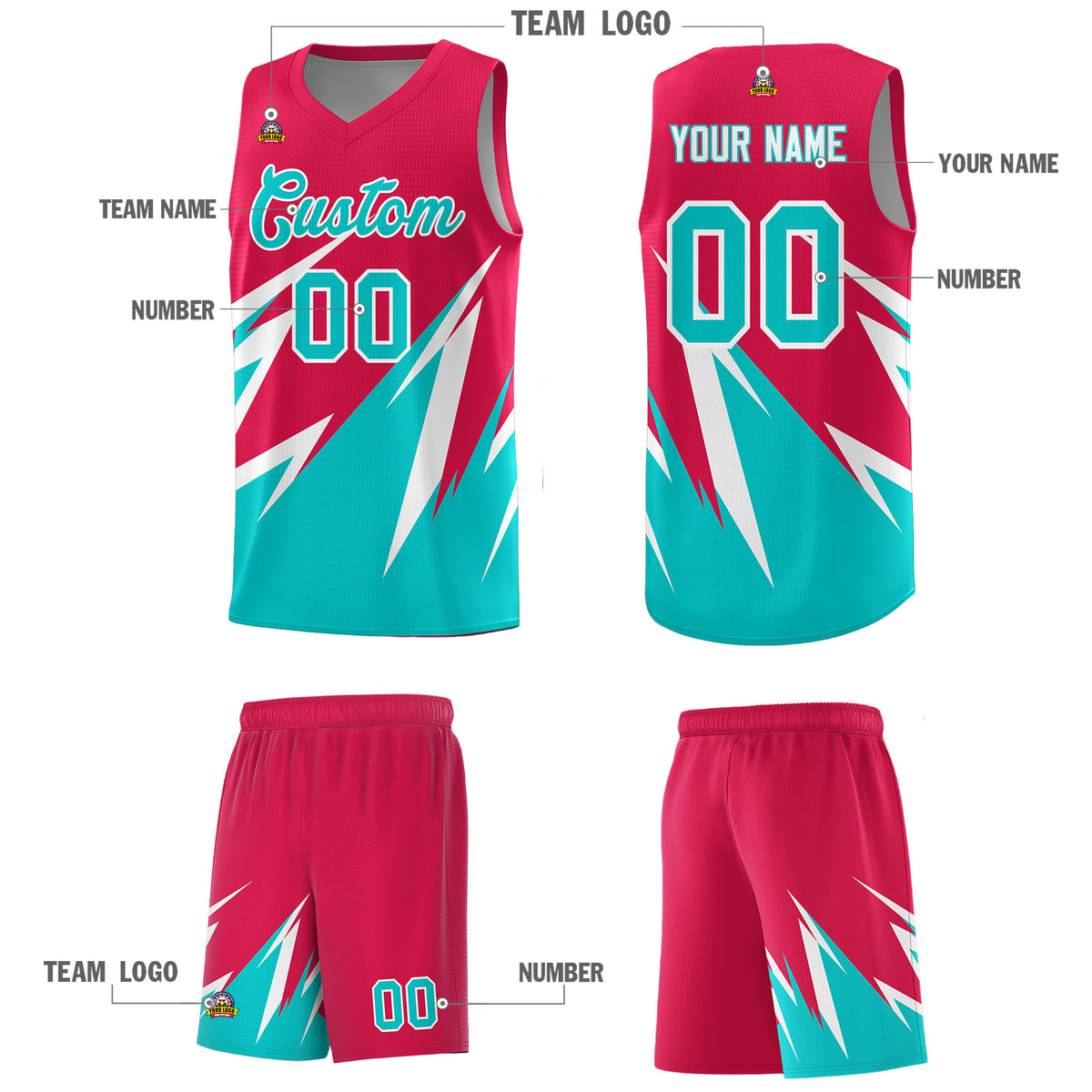 Custom Red Abstract Mountain Pattern Sports Uniform Basketball Jersey