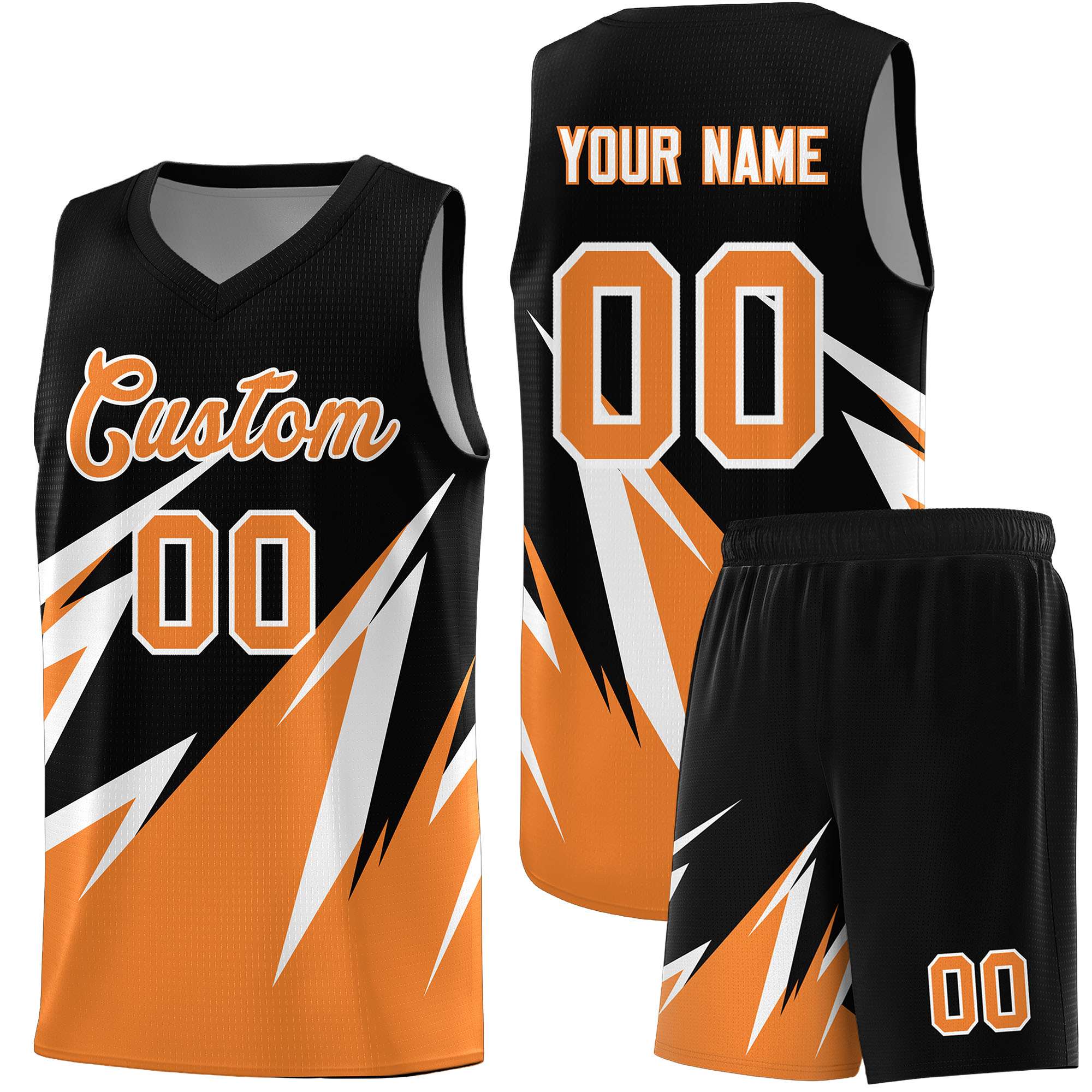 Custom Black Abstract Mountain Pattern Sports Uniform Basketball Jersey