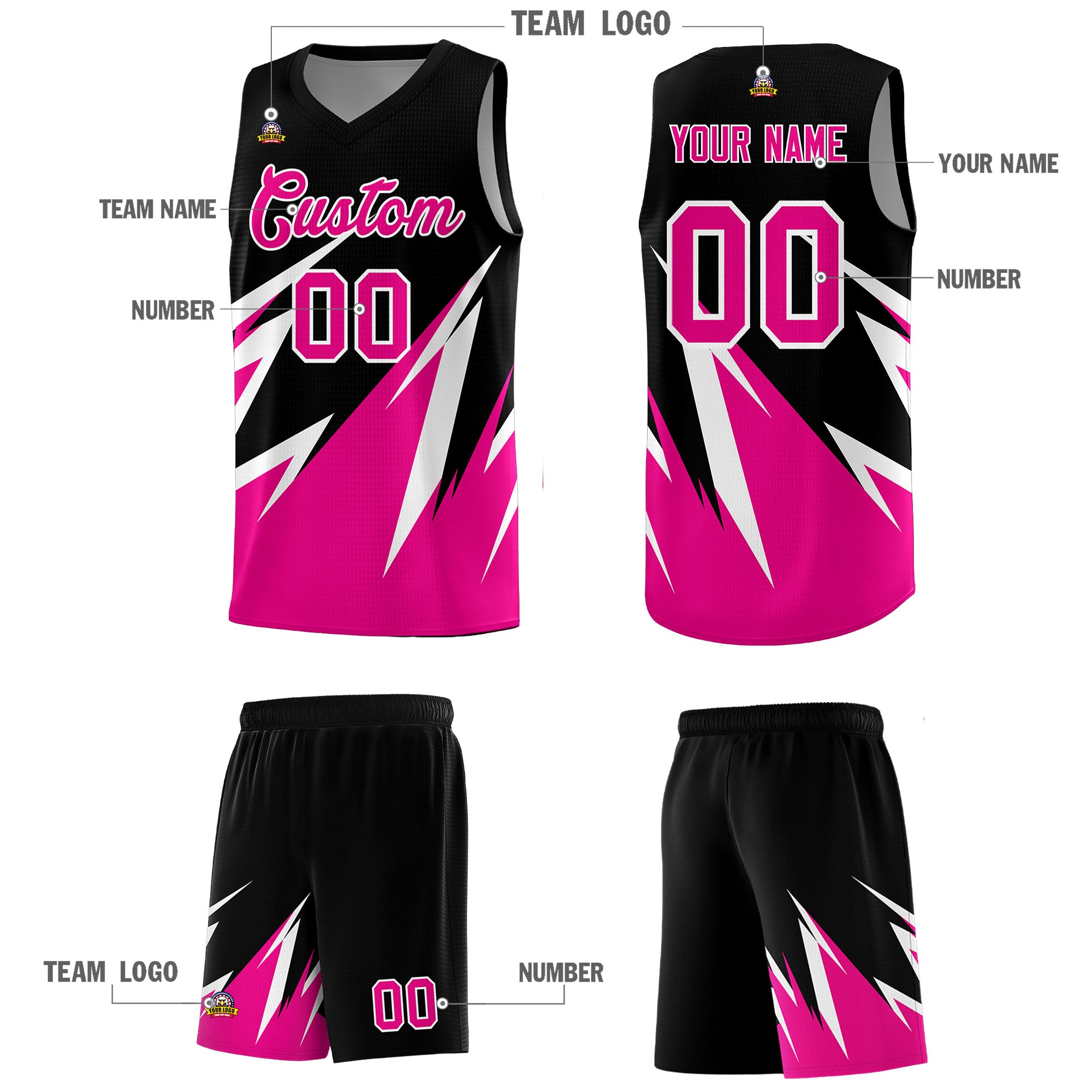 Custom Black Abstract Mountain Pattern Sports Uniform Basketball Jersey