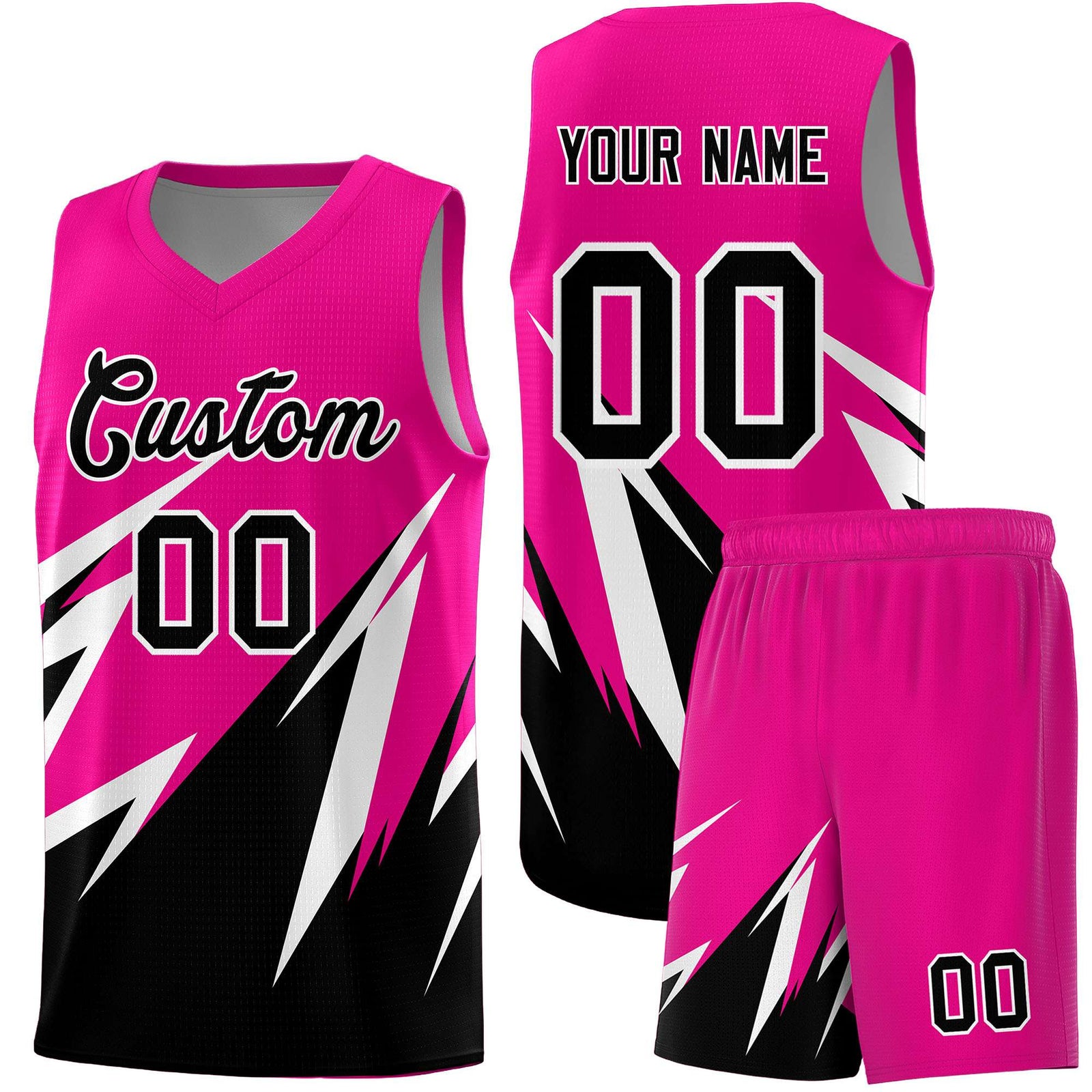 Custom Pink Abstract Mountain Pattern Sports Uniform Basketball Jersey