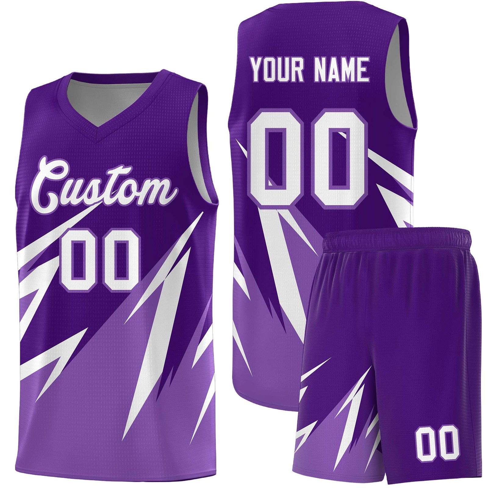 Custom Purple Abstract Mountain Pattern Sports Uniform Basketball Jersey