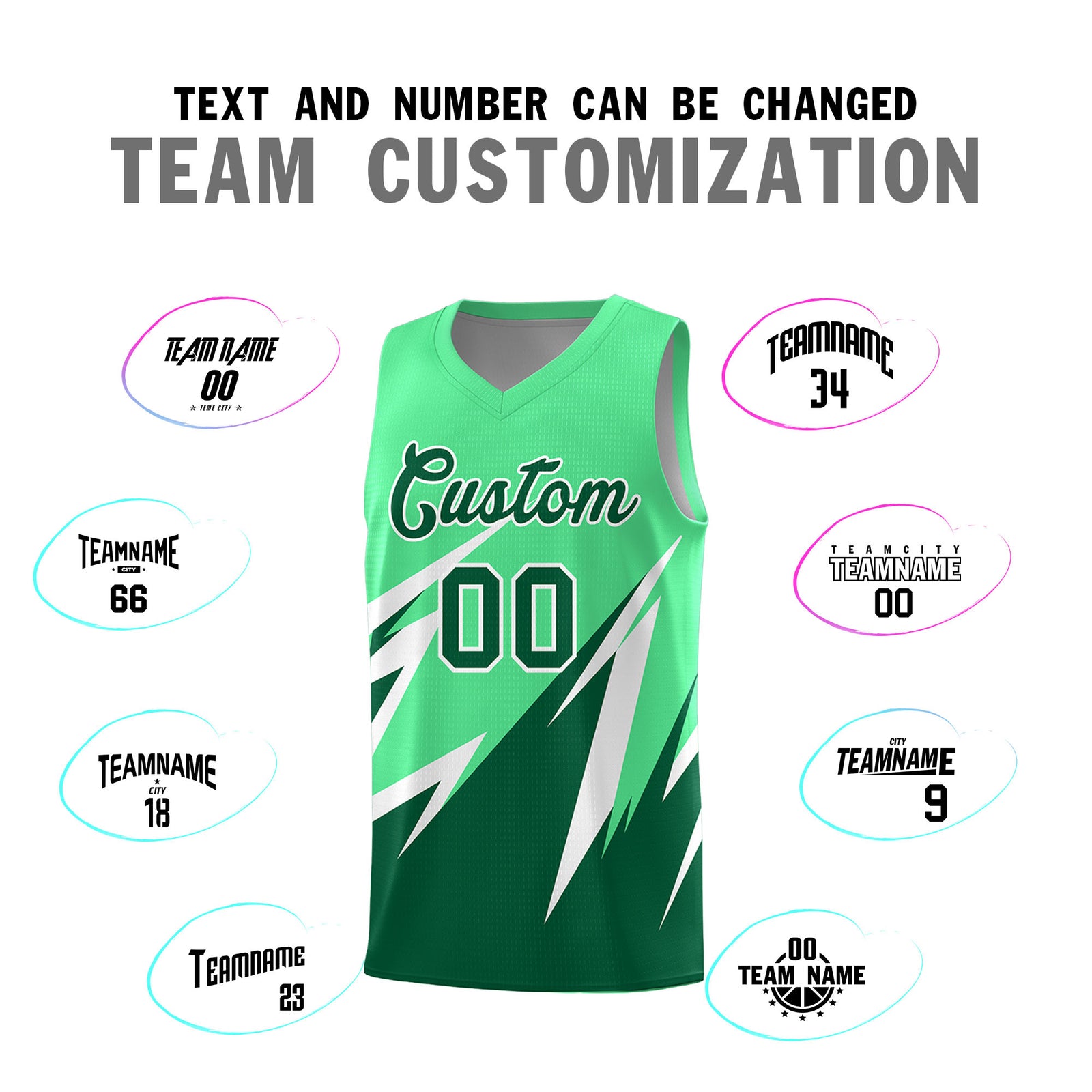 Custom Green Abstract Mountain Pattern Sports Uniform Basketball Jersey
