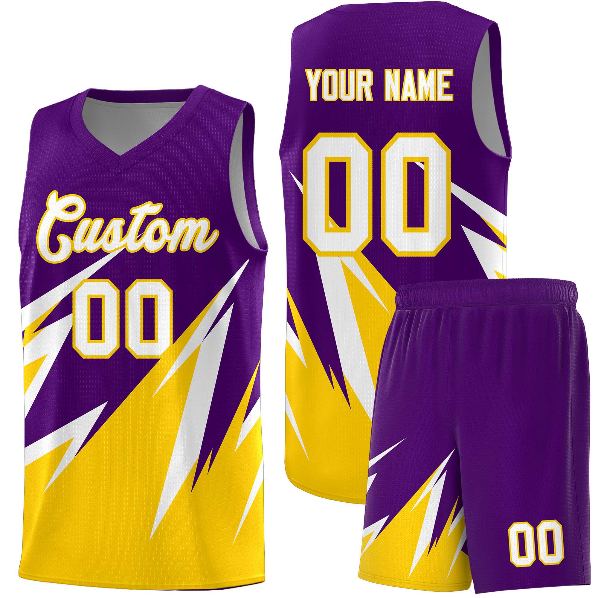 Custom Purple Abstract Mountain Pattern Sports Uniform Basketball Jersey