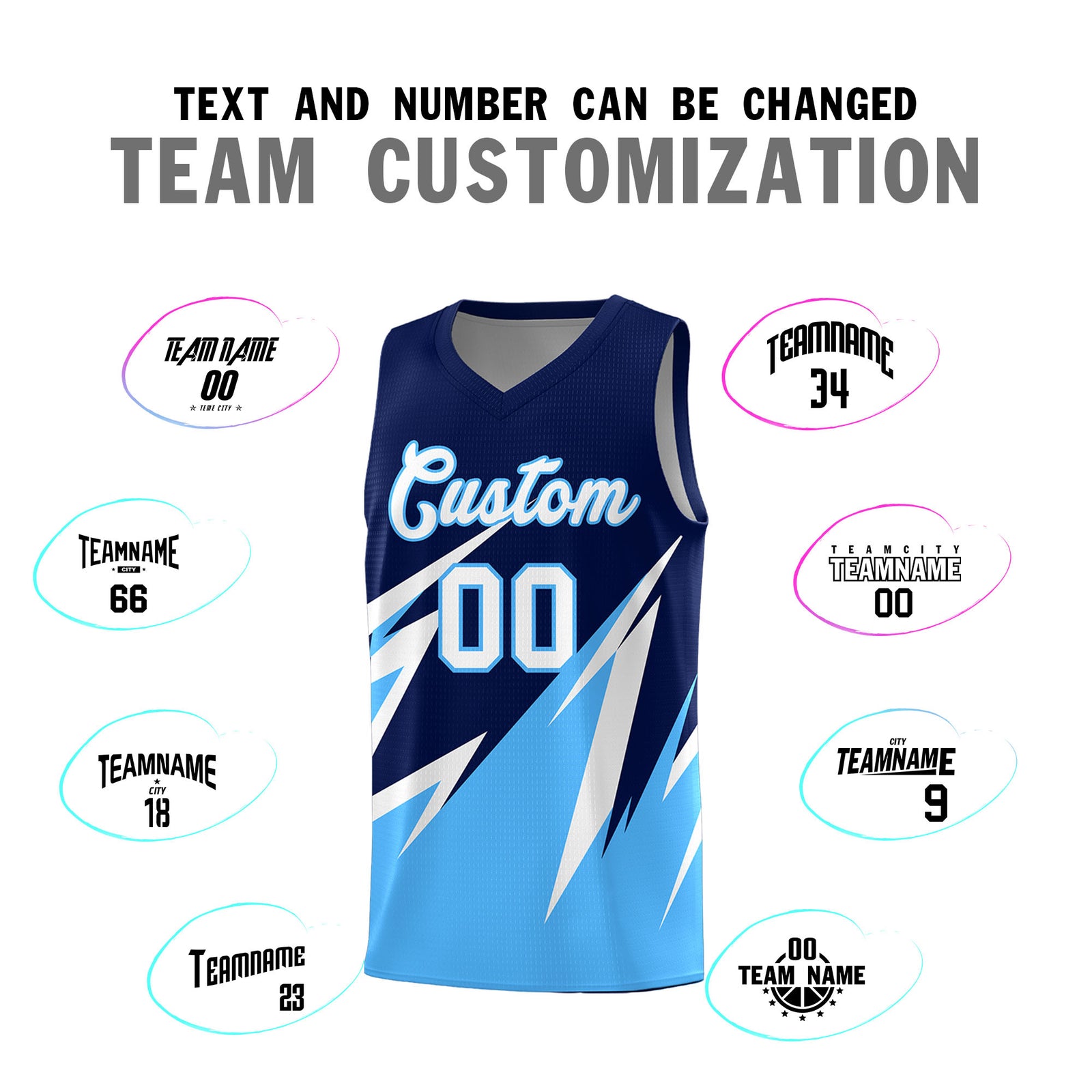 Custom Navy Abstract Mountain Pattern Sports Uniform Basketball Jersey